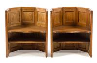 A Pair of Gothic Style Pine Chairs Height 29 7/8 x width 25 7/8 x depth 18 inches. — INCORPORATING 19TH CENTURY ELEMENTS