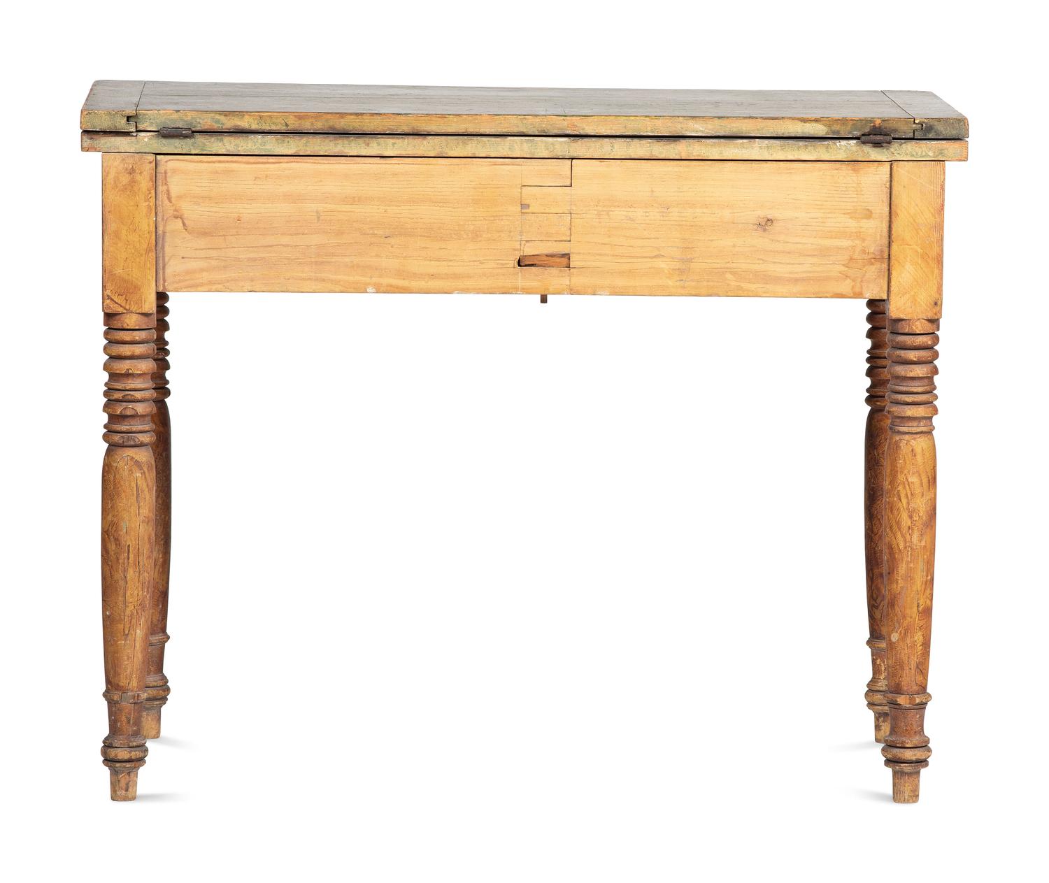 A Late Federal Grain Painted, Sponge and Smoke-Decorated Pine Game Table