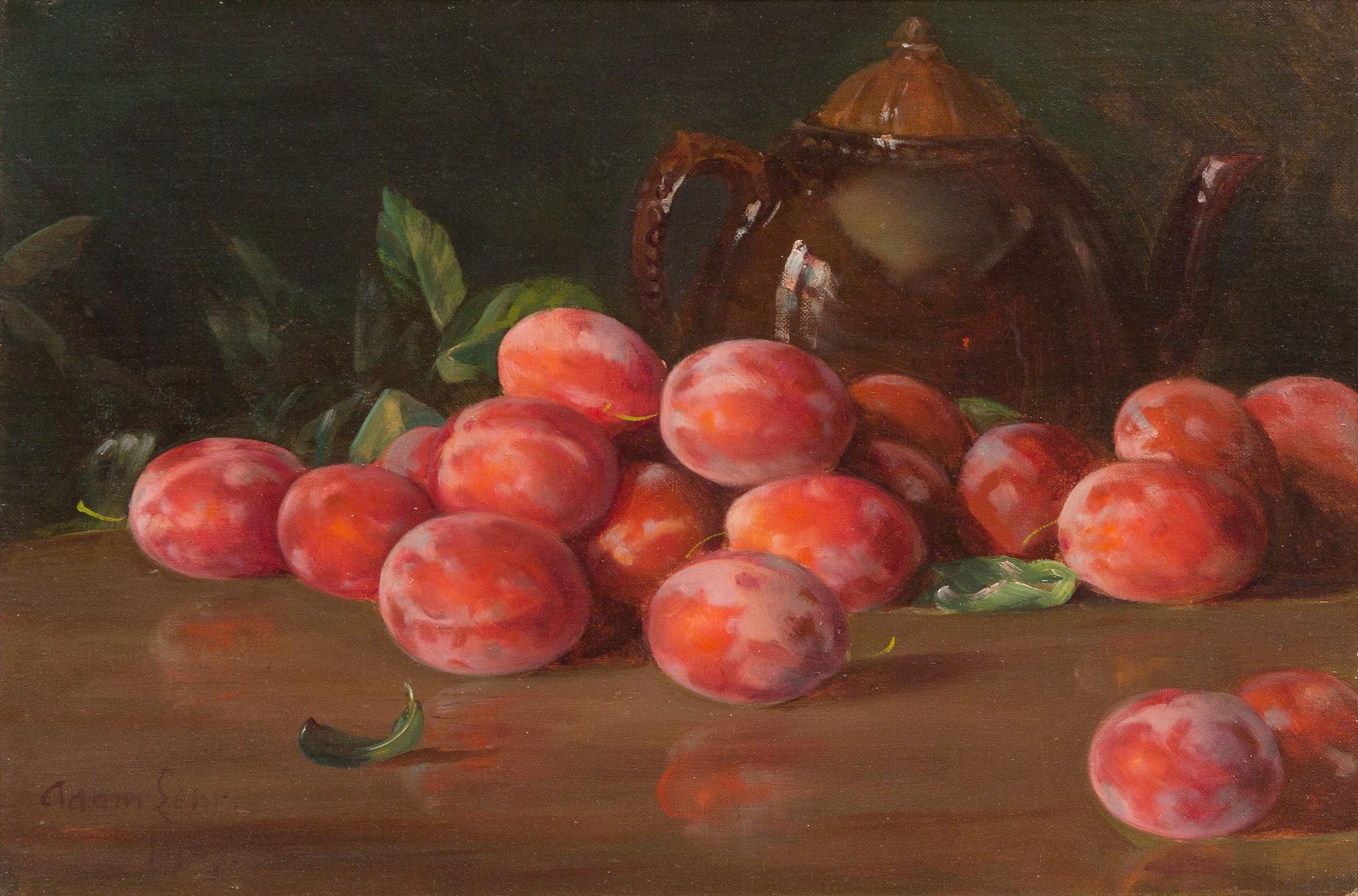Adam Lehr, (American, 1853 - 1924), Still Life with Plums