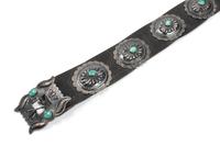 Navajo Turquoise and Silver Concho Belt Length 48 inches