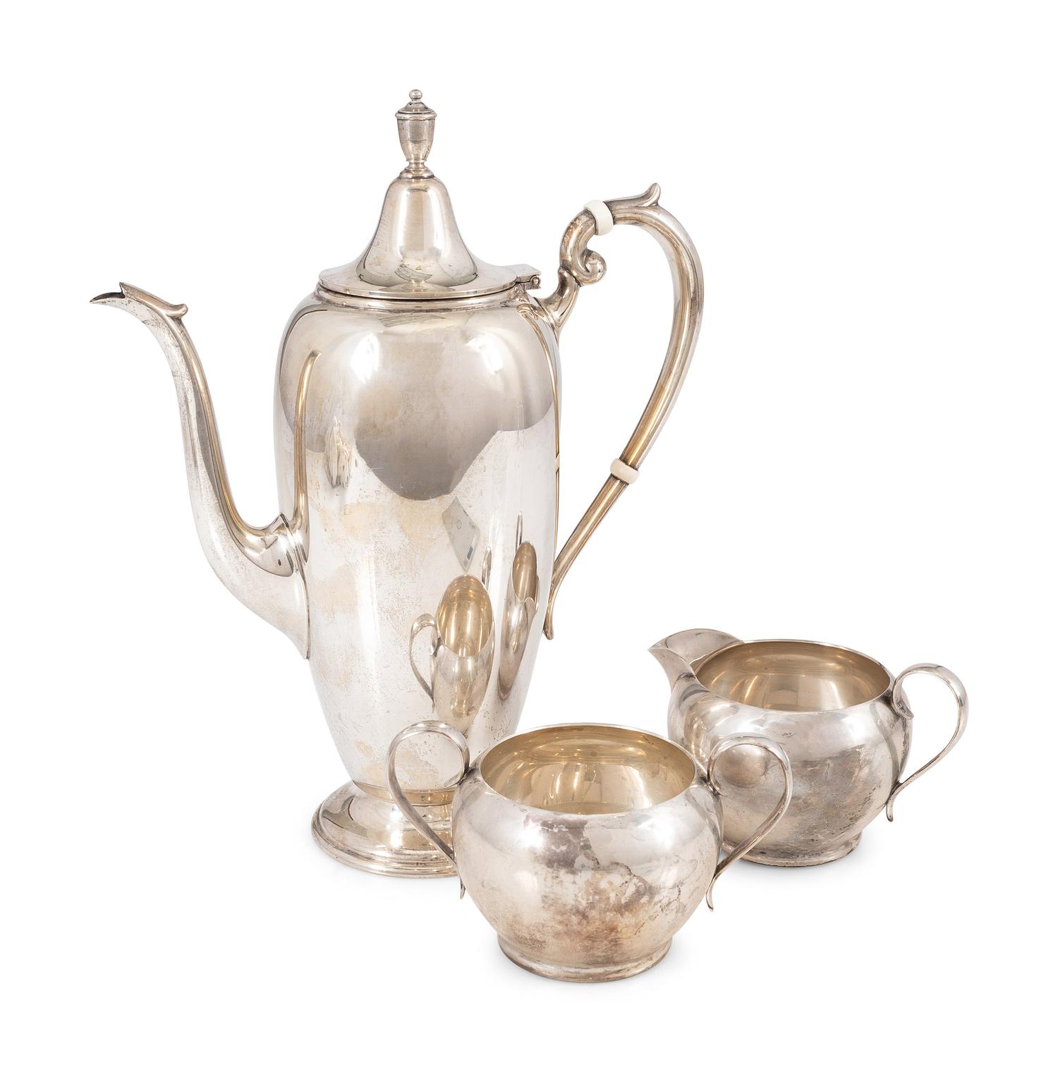A Gorham Silver Three Piece Coffee Service