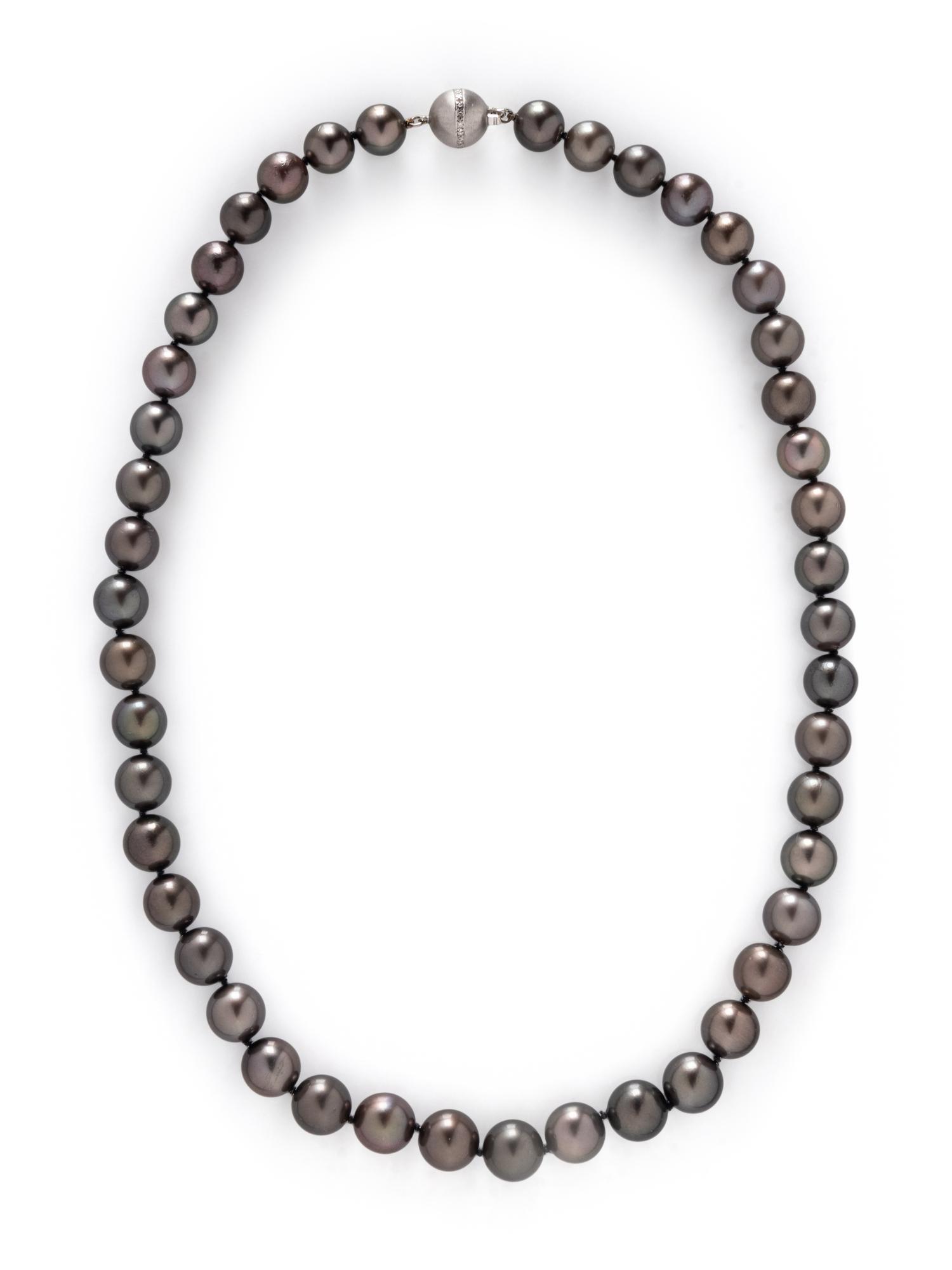 CULTURED TAHITIAN PEARL AND DIAMOND NECKLACE