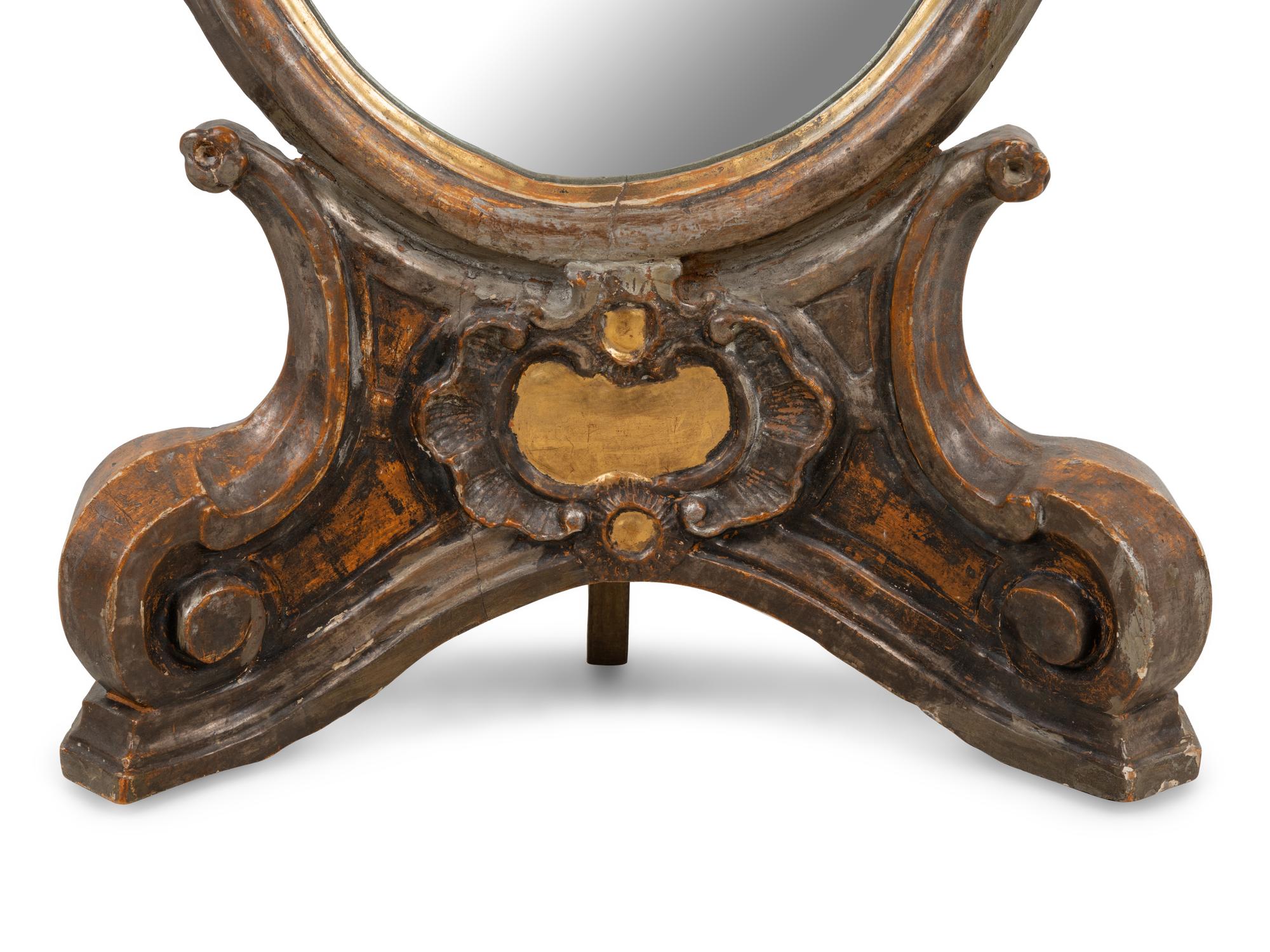 An Italian Silvered and Giltwood Dressing Mirror
