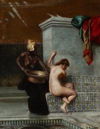 P. Bouvier (19th/20th Century) — Attendant Bathing A Lady