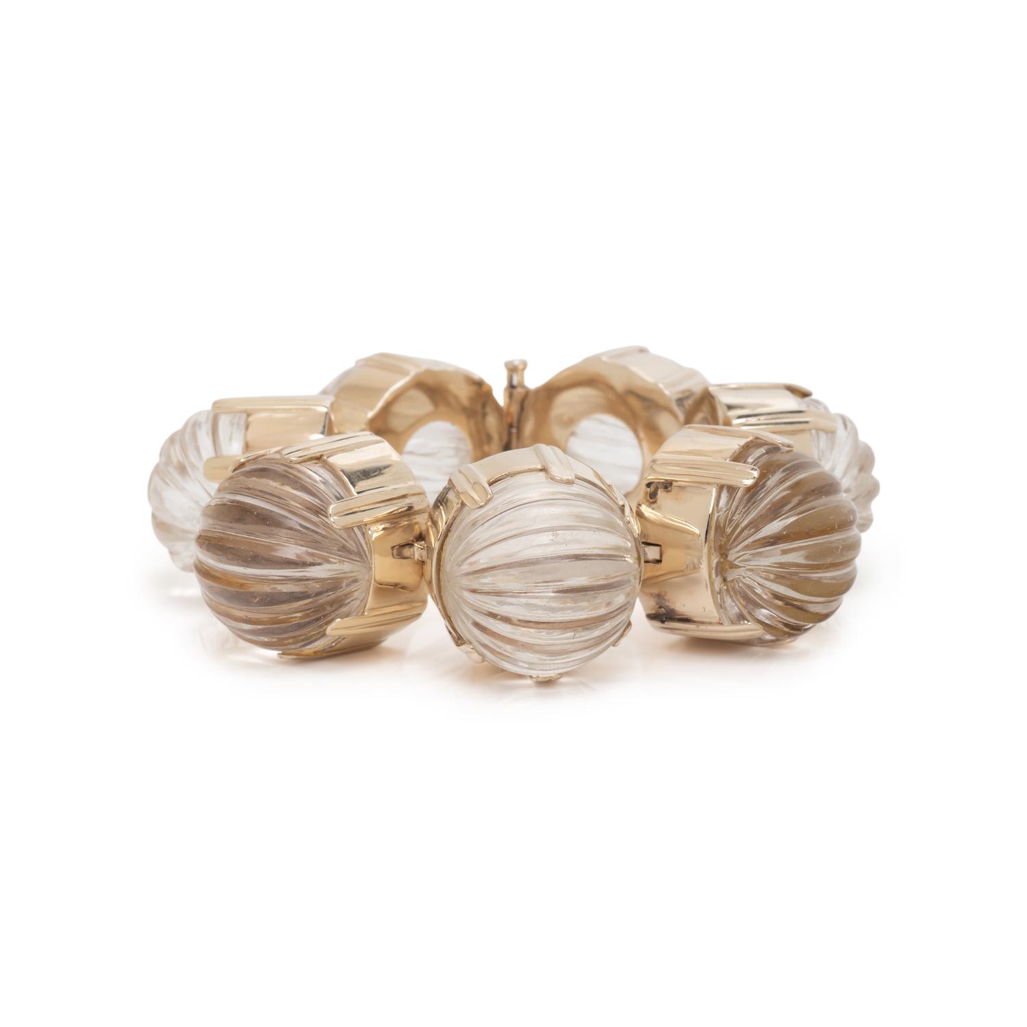 YELLOW GOLD AND ROCK CRYSTAL BRACELET