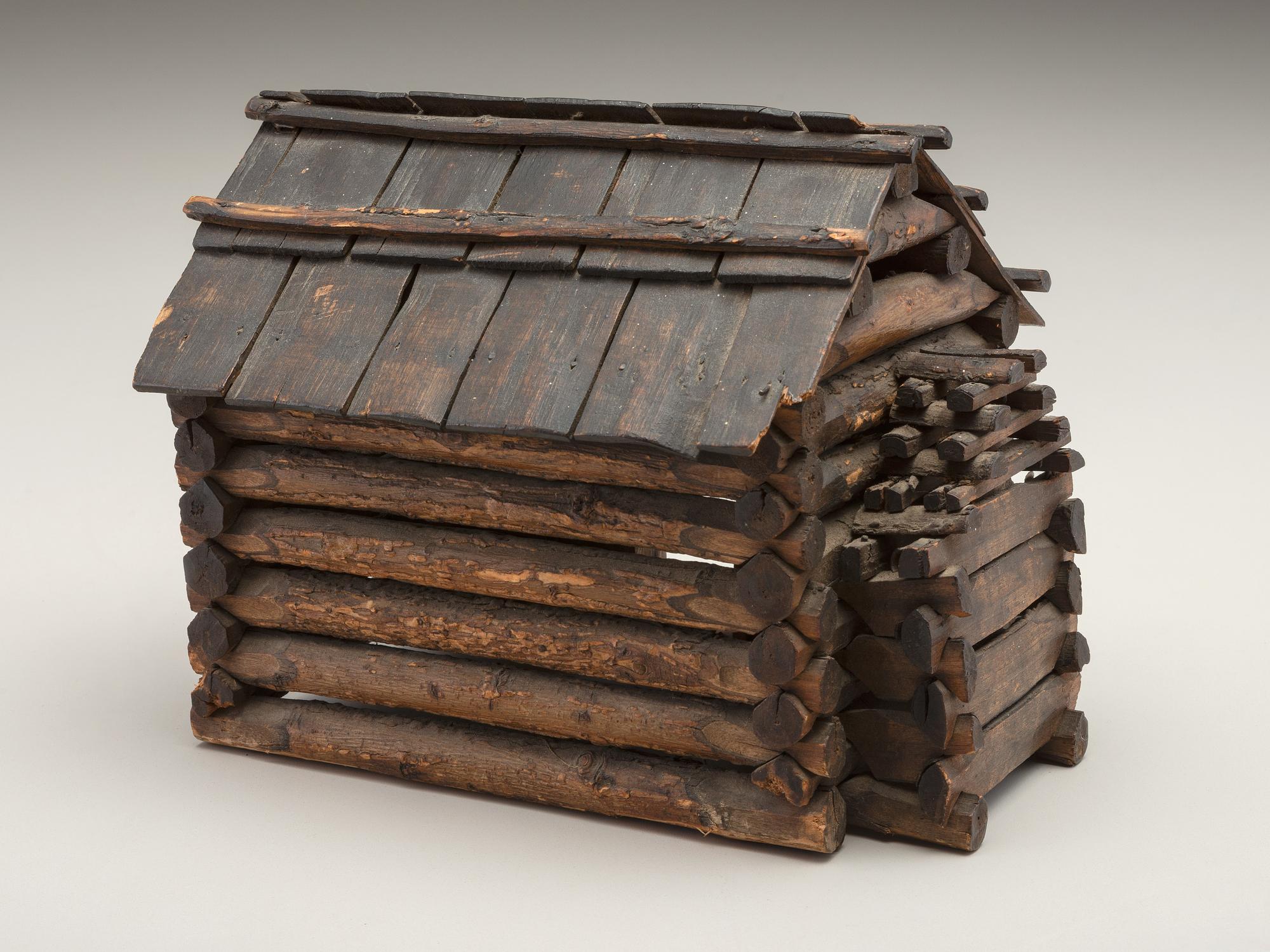 [LINCOLN, Abraham (1809-1865)]. Folk art log cabin depicting Abraham Lincoln's birthplace.
