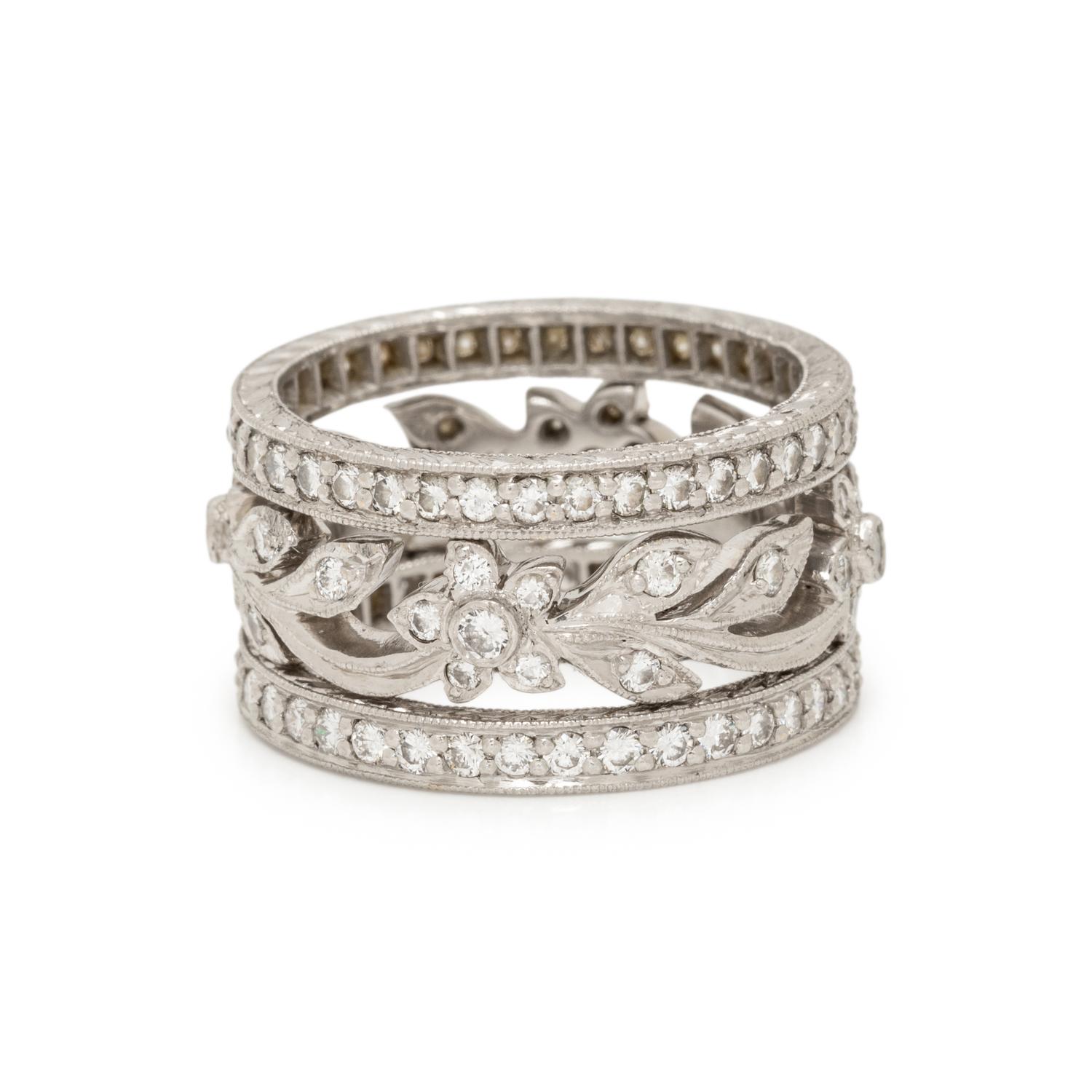 COLLECTION OF DIAMOND AND PLATINUM STACKING BAND RINGS