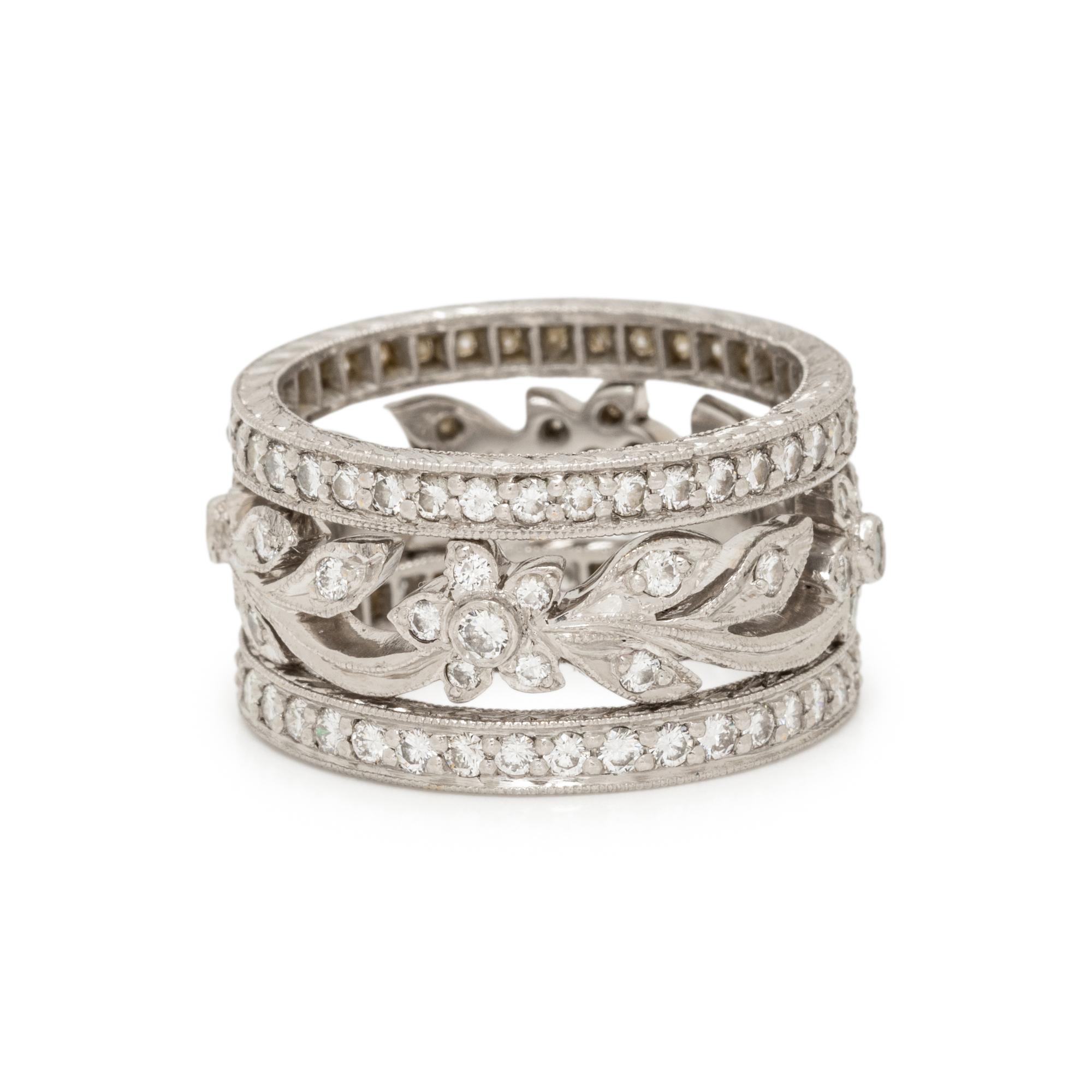 COLLECTION OF DIAMOND AND PLATINUM STACKING BAND RINGS