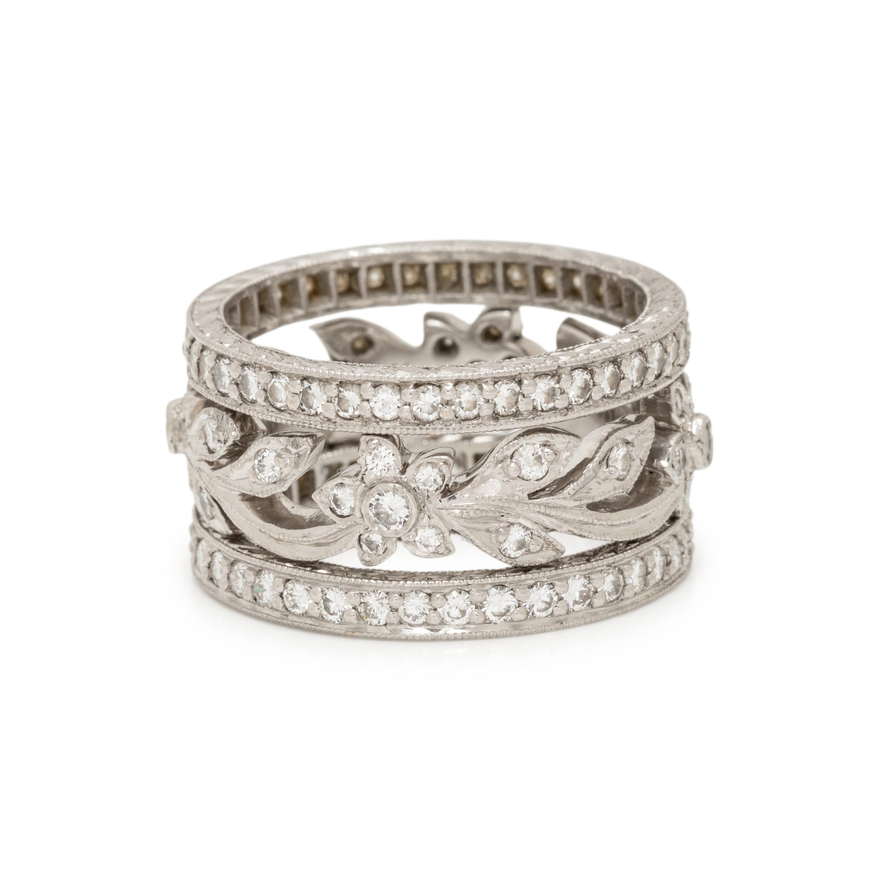 COLLECTION OF DIAMOND AND PLATINUM STACKING BAND RINGS