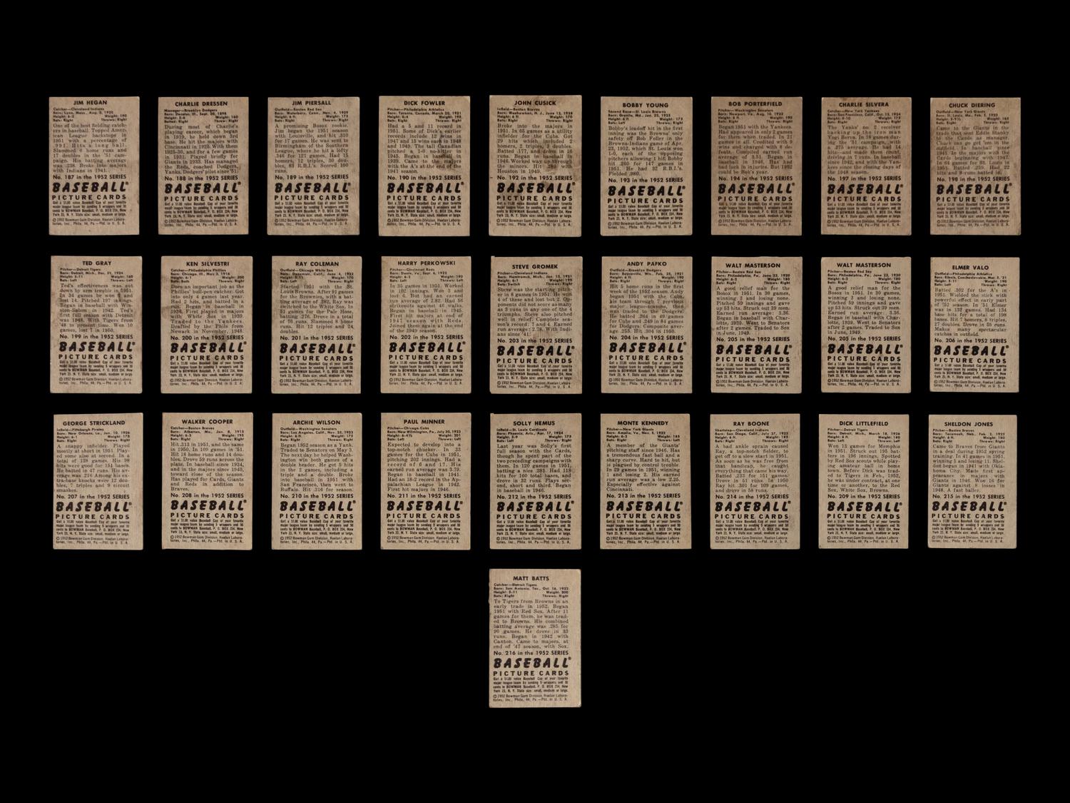 A Collection of 1952 Bowman Baseball Cards Including Notables and Hall of Famers (81)