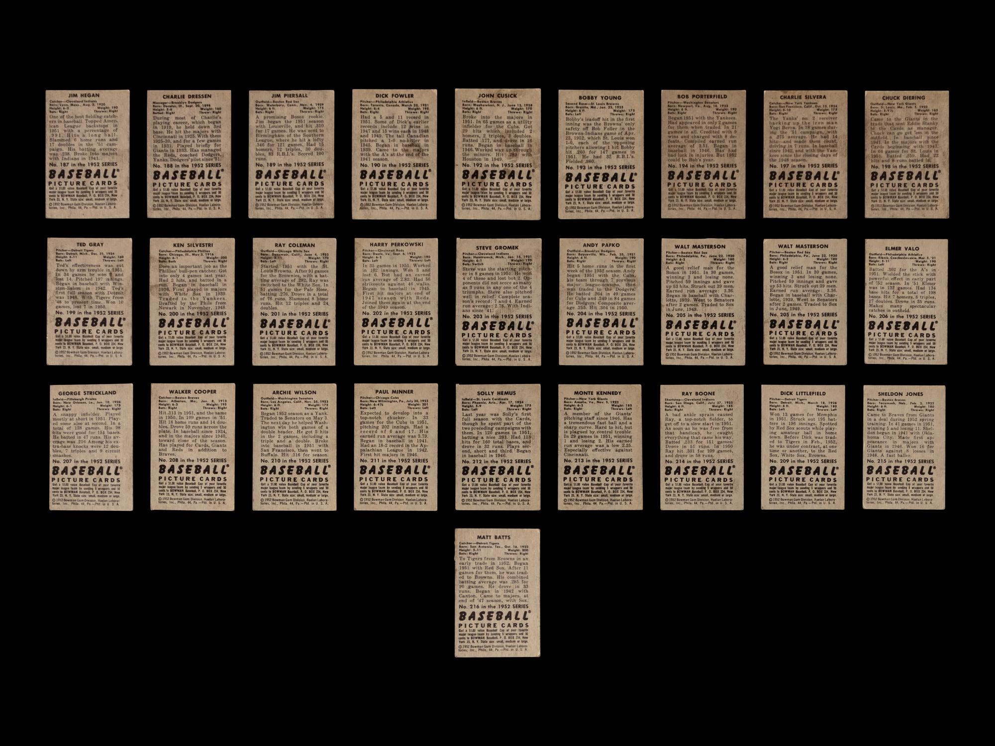 A Collection of 1952 Bowman Baseball Cards Including Notables and Hall of Famers (81)