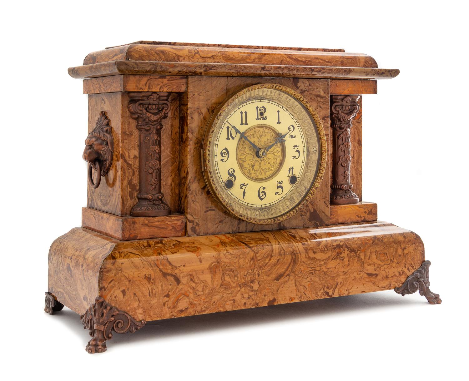 An American Faux Marble Mantel Clock