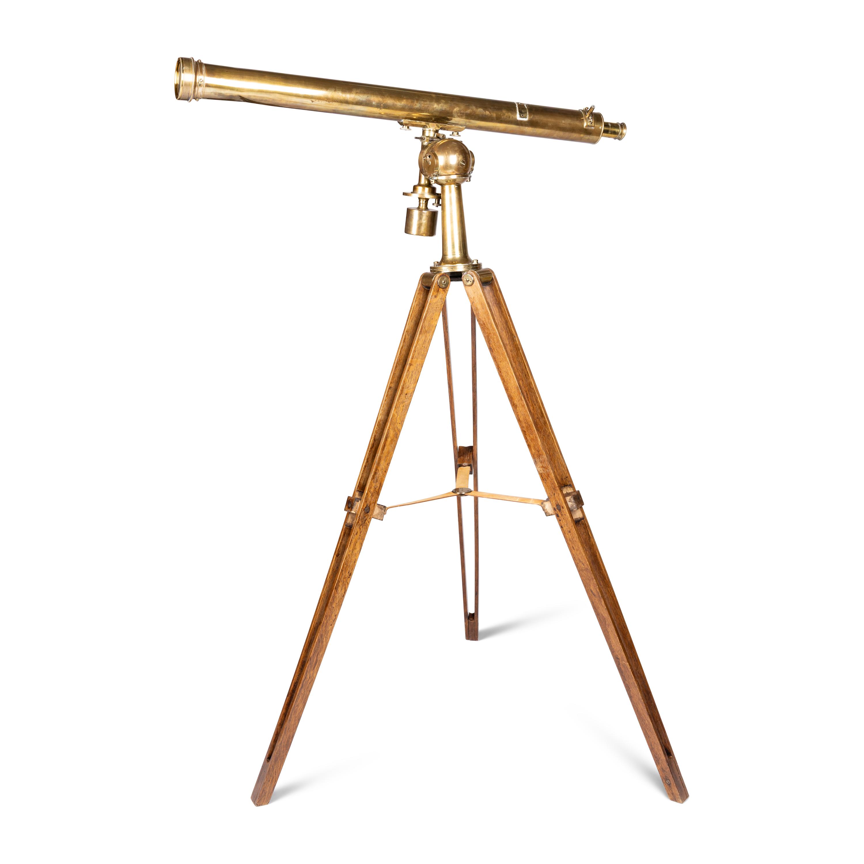 An English 3 1/2-Inch Diameter Brass Telescope on Stand