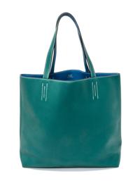 An Hermes Malachite/Bleu Izmir 45cm Taurillon Clemence Double Sens Tote, 17.5" x 15.5" x 5".