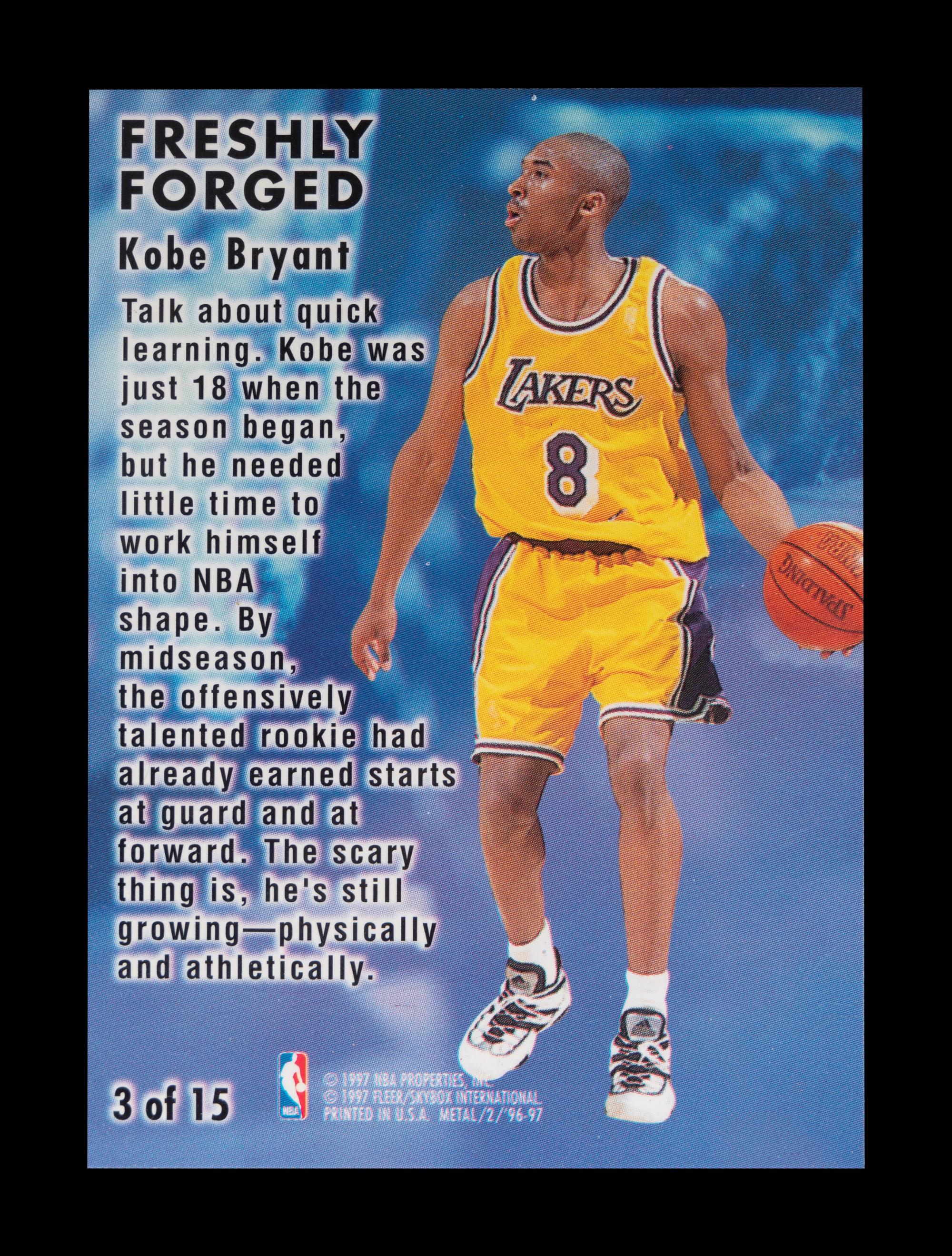 A 1996-97 Fleer Metal Kobe Bryant Freshly Forged Basketball Card No. 3