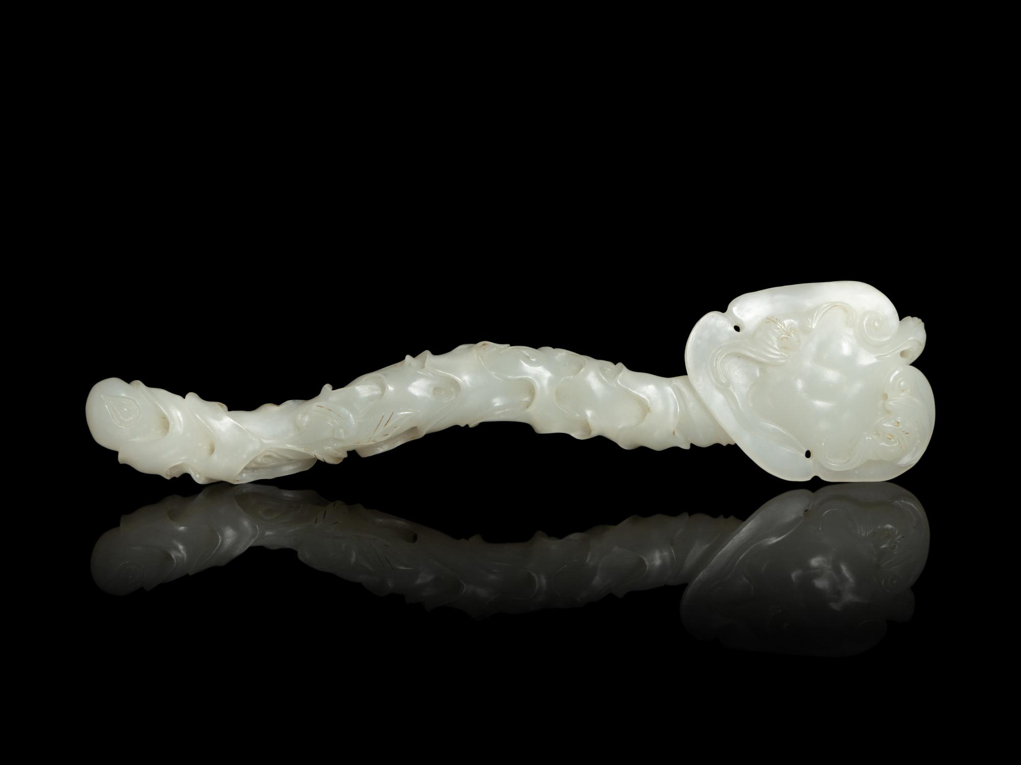 A Chinese White Jade Ruyi Scepter