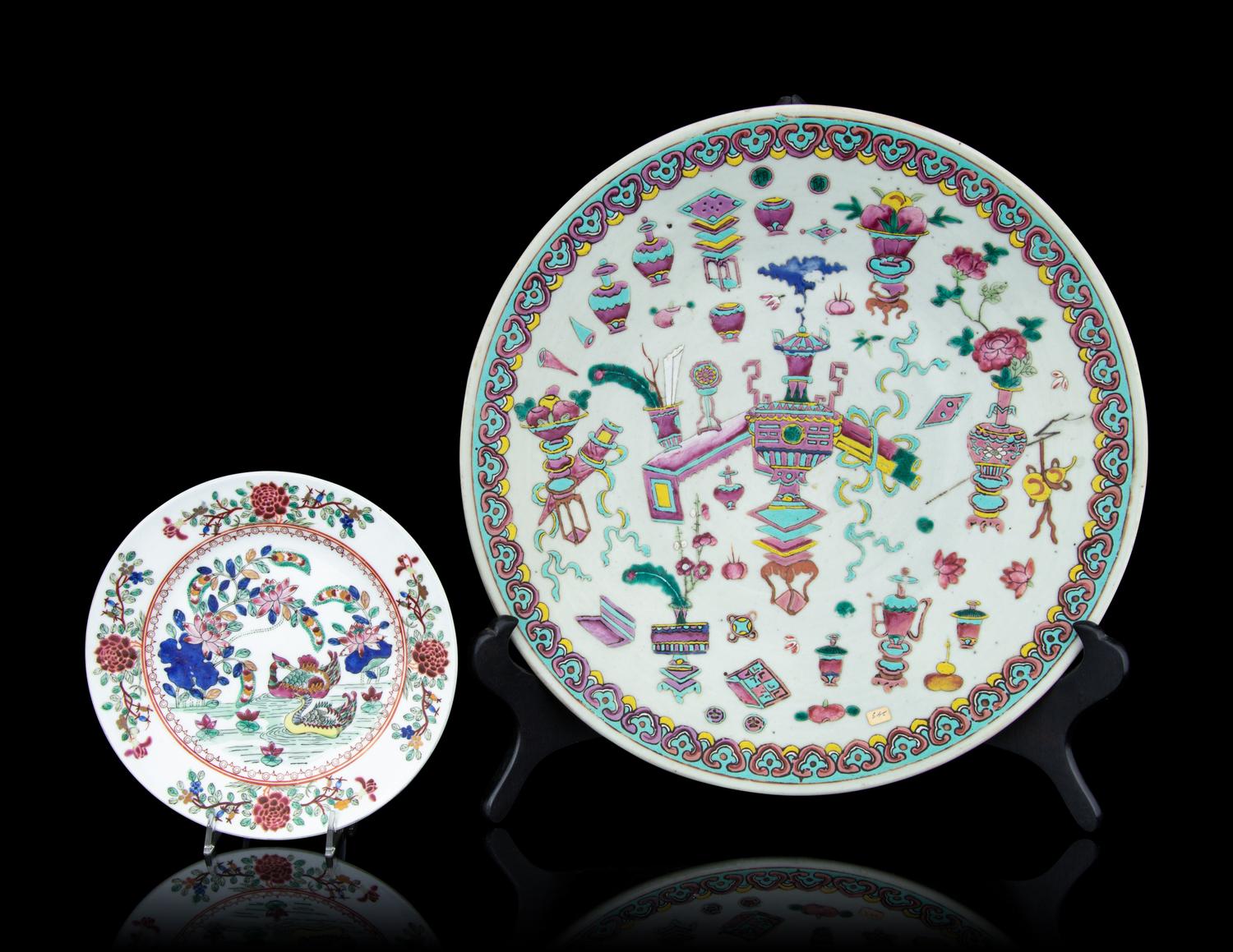 Two Famille Rose Porcelain Plates