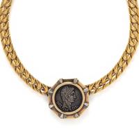 BULGARI, YELLOW GOLD, COIN, AND DIAMOND 'MONETE' NECKLACE