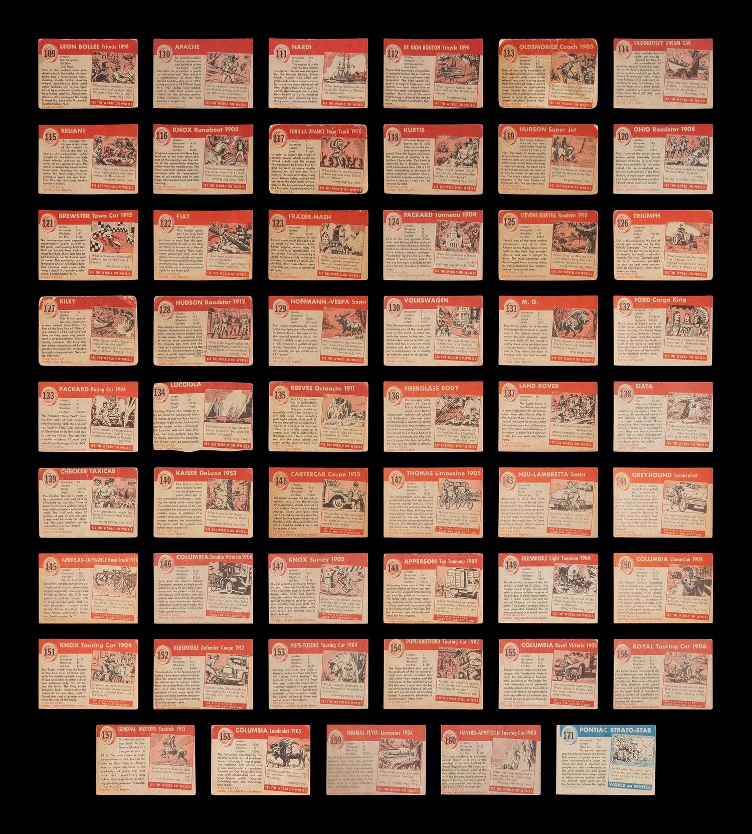 A Complete Set of 1954 Topps World on Wheels Trading Cards (160/160)