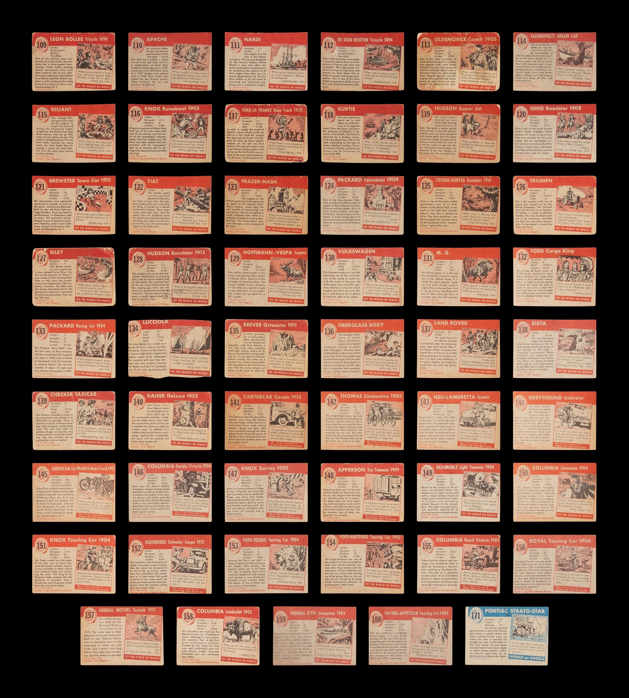A Complete Set of 1954 Topps World on Wheels Trading Cards (160/160)