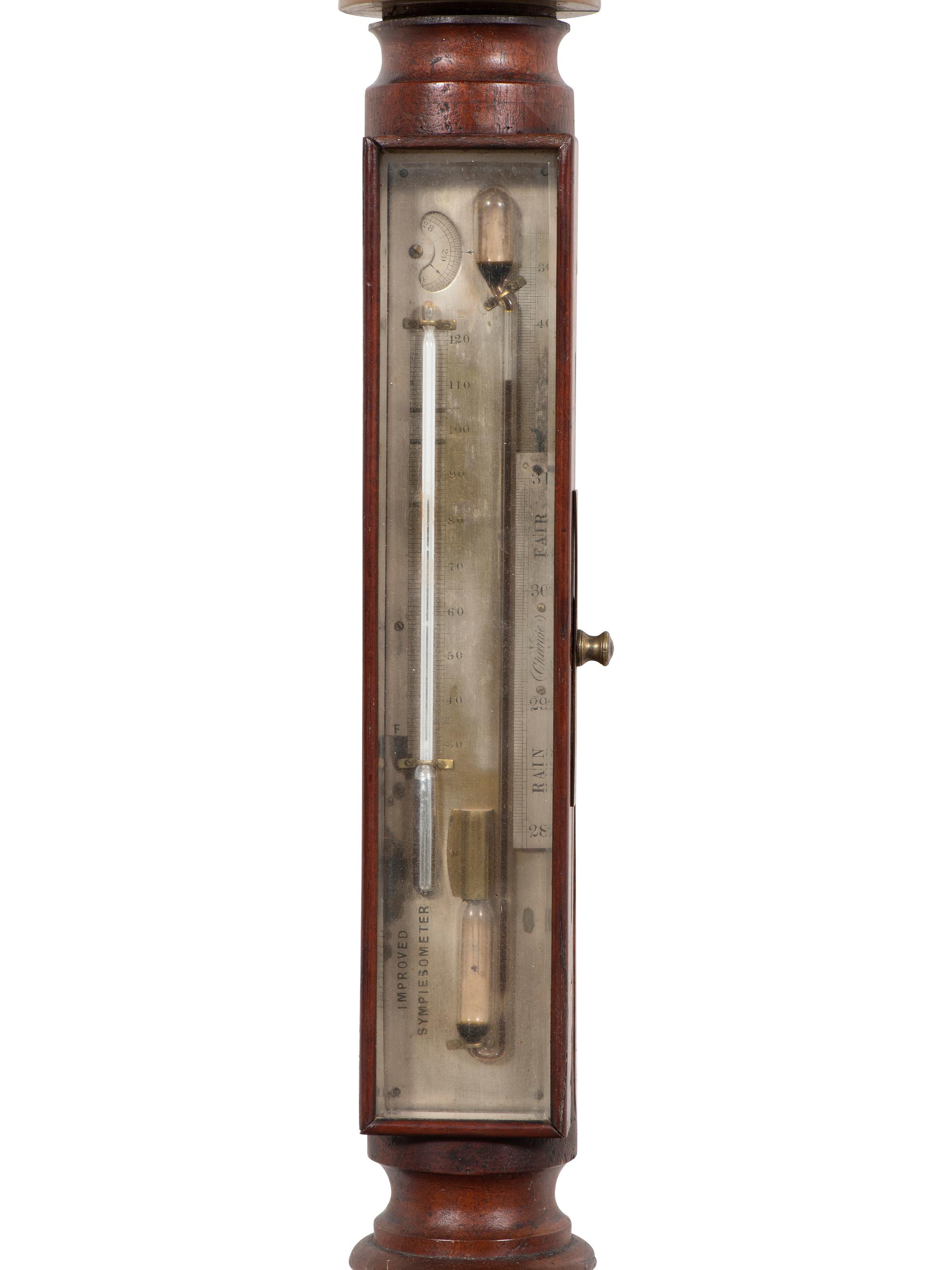 An English Mahogany Marine Stick Barometer with 'Improved Sympiesometer'