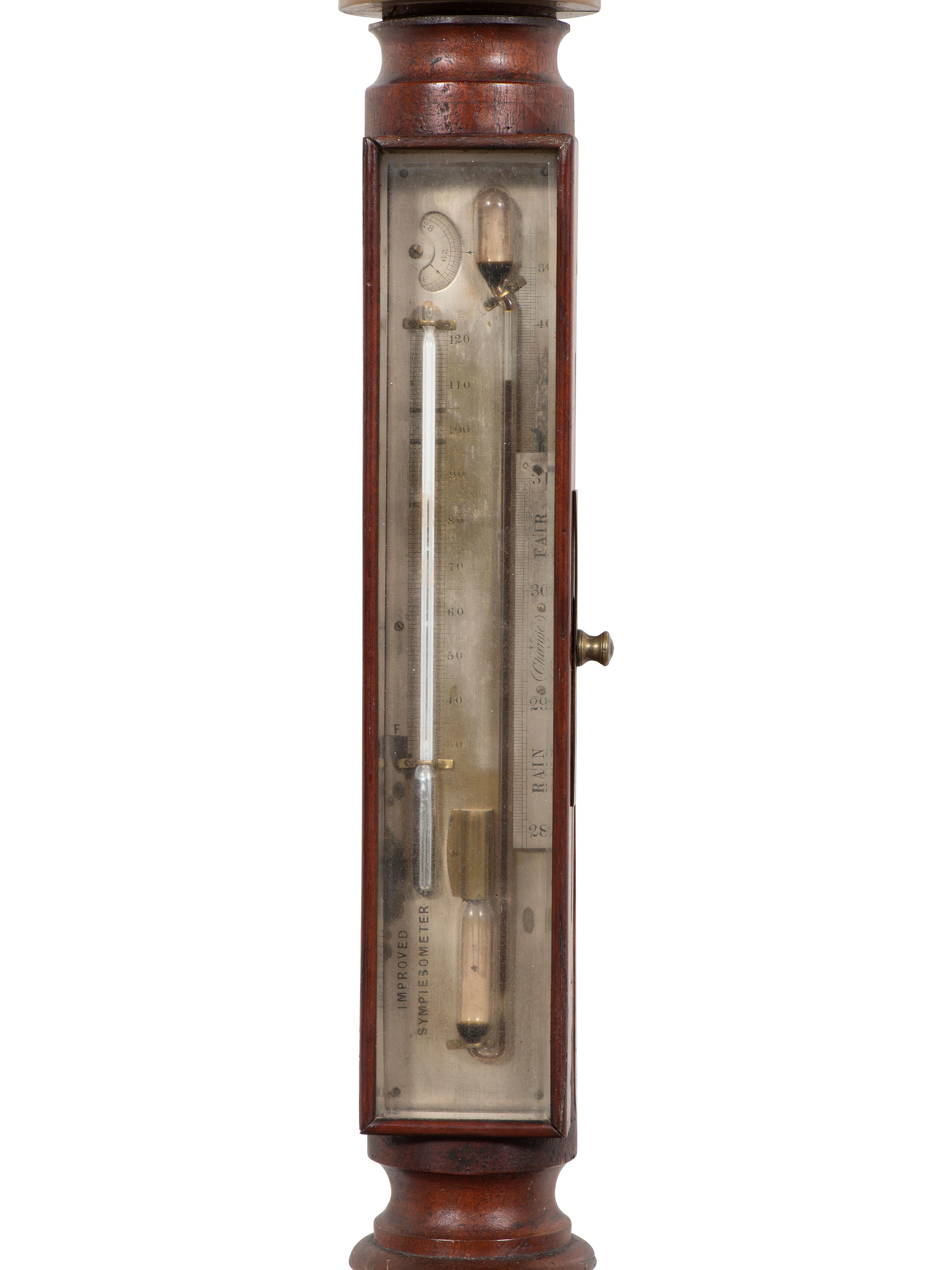 An English Mahogany Marine Stick Barometer with 'Improved Sympiesometer'