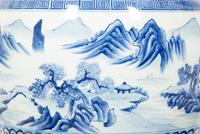 A Pair of Chinese Blue and White Porcelain Jardinières with Associated Stands