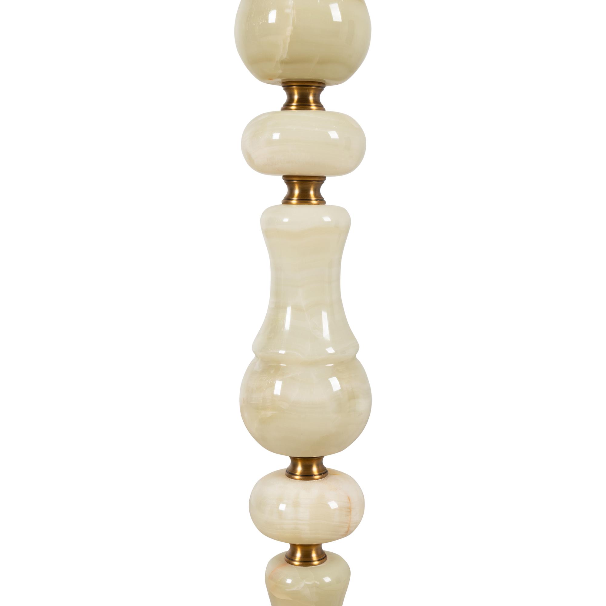A Pair of Brass Mounted Onyx Nine-Light Torchères