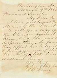 Lincoln, Abraham. Autograph Note, signed