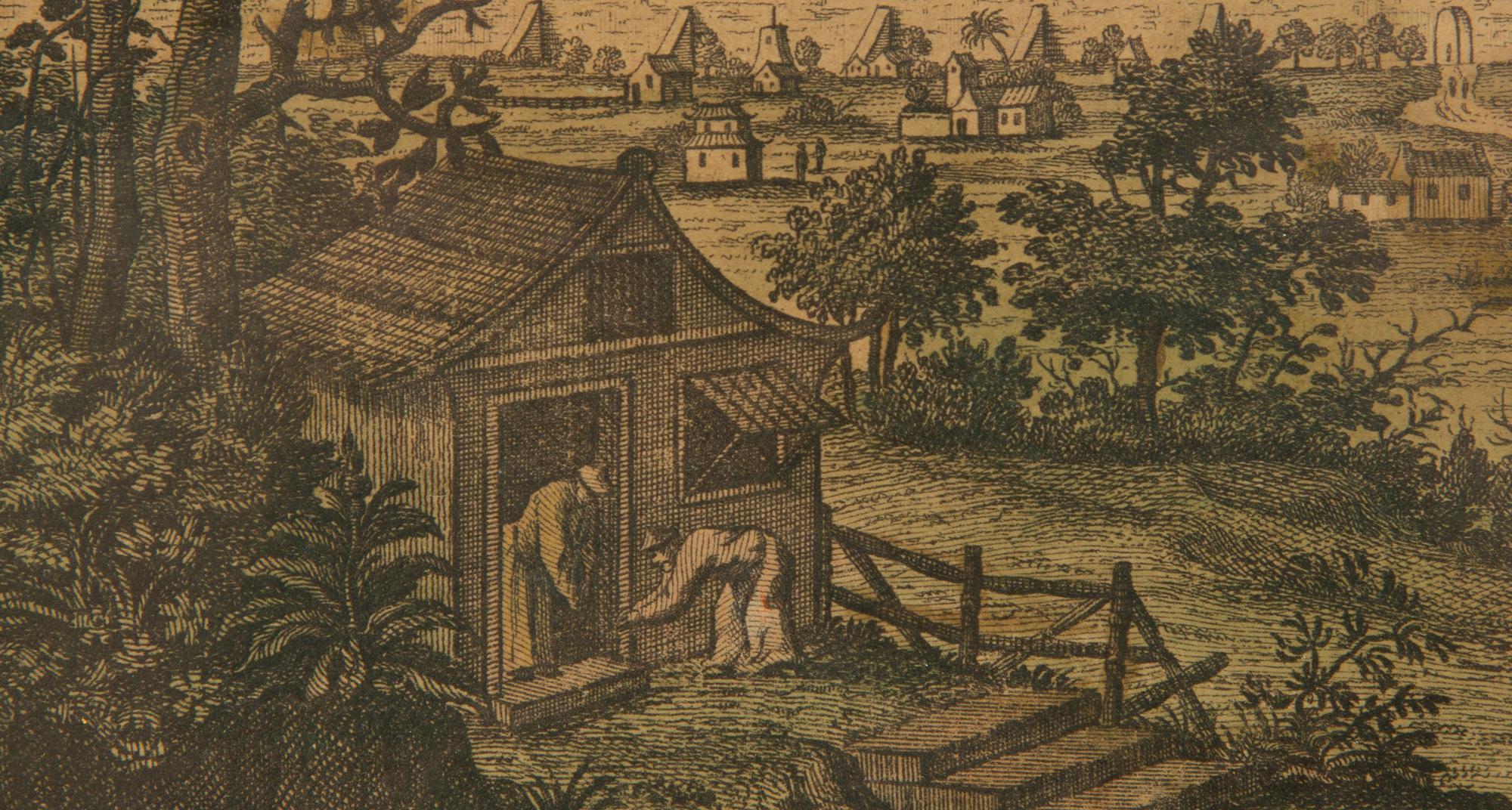 A Set of Five Colored Engravings of Views of China, After Augustin Heckel