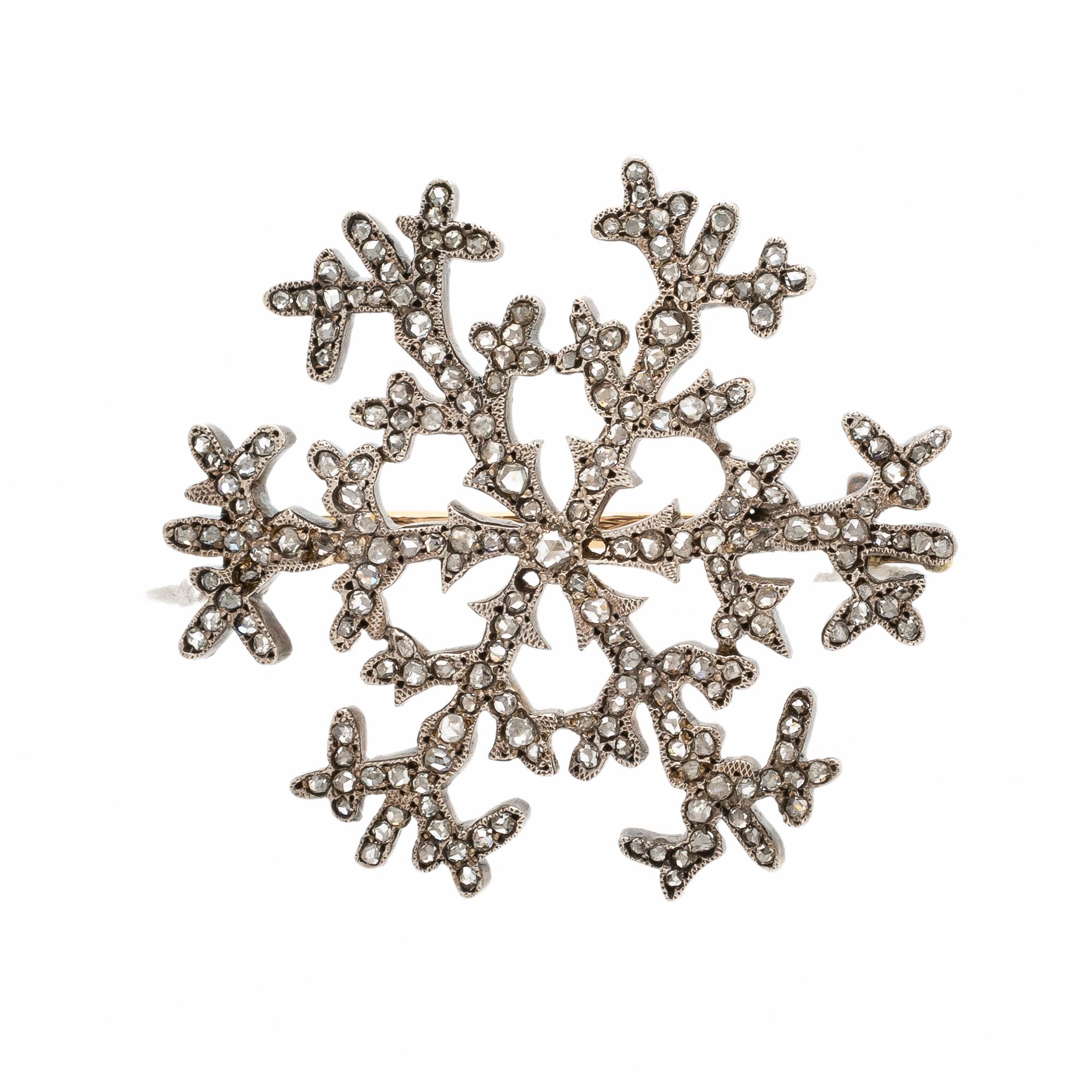 Fabergé, August Holmström, Antique, Diamond Snowflake Brooch