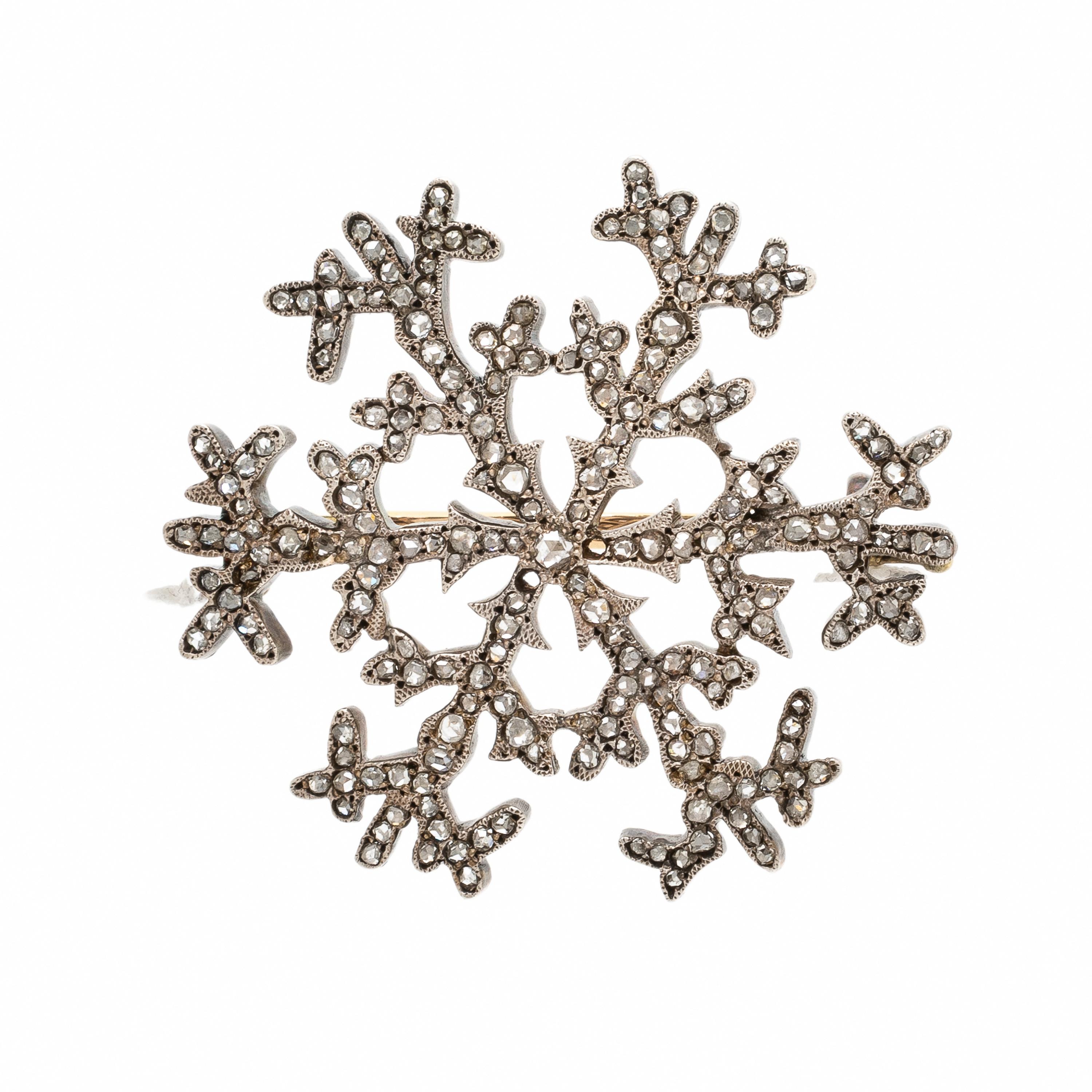 Fabergé, August Holmström, Antique, Diamond Snowflake Brooch