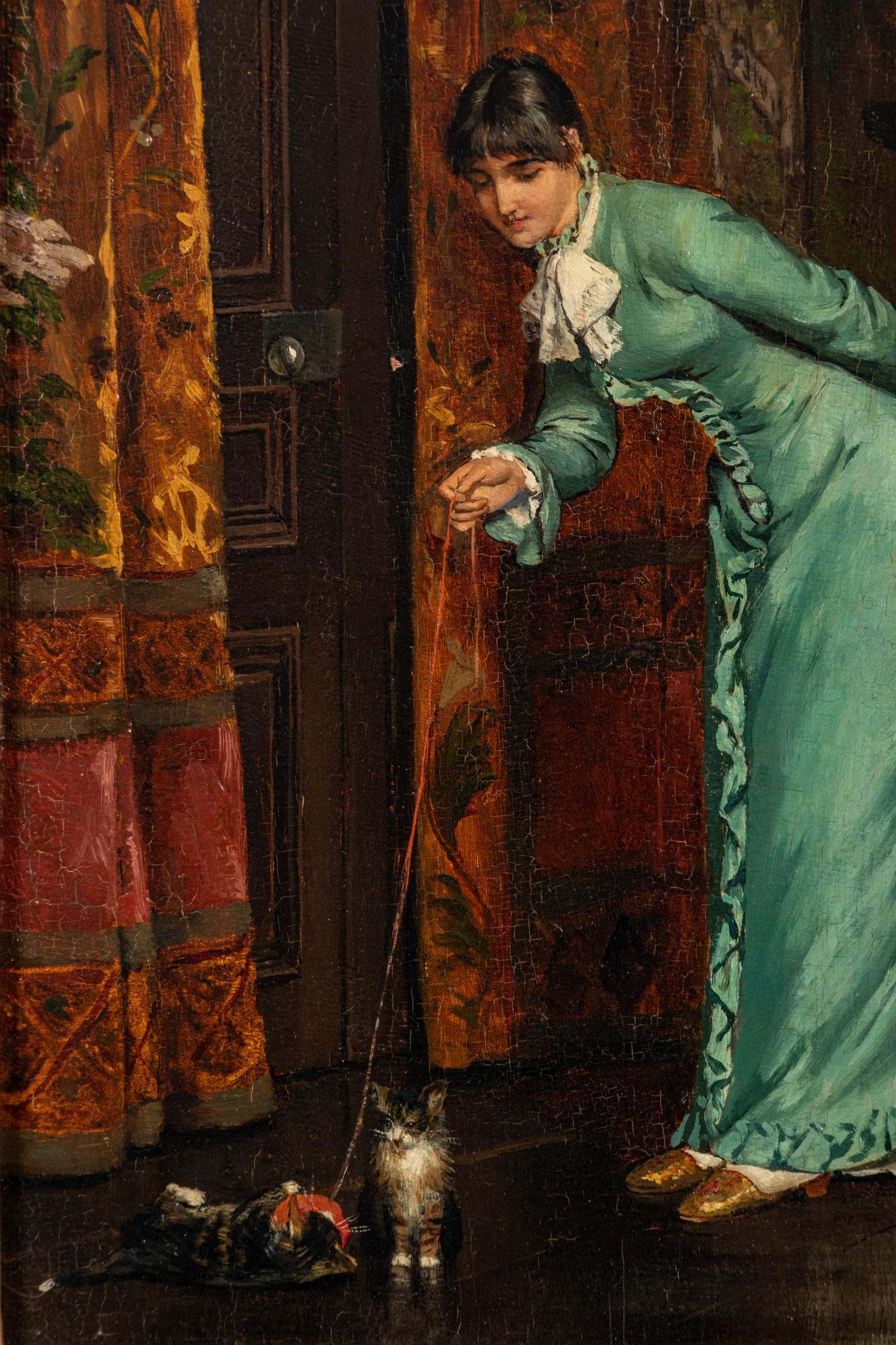 Woman Playing with Kittens