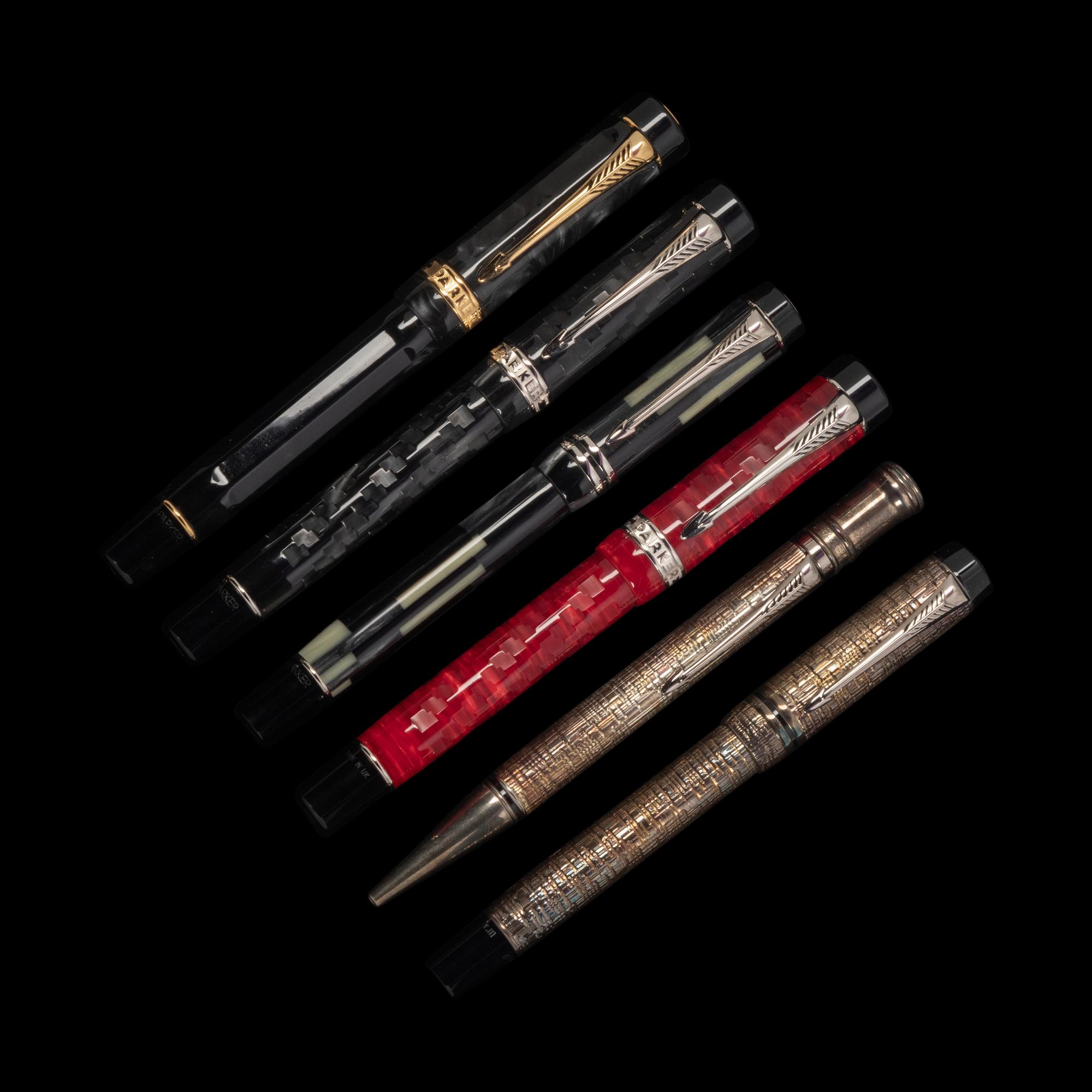 A Group of Six Parker Writing Instruments