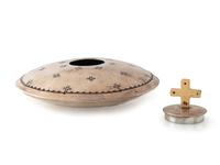 Sterling Silver Lidded Jar, with 18K Gold Cross Finial