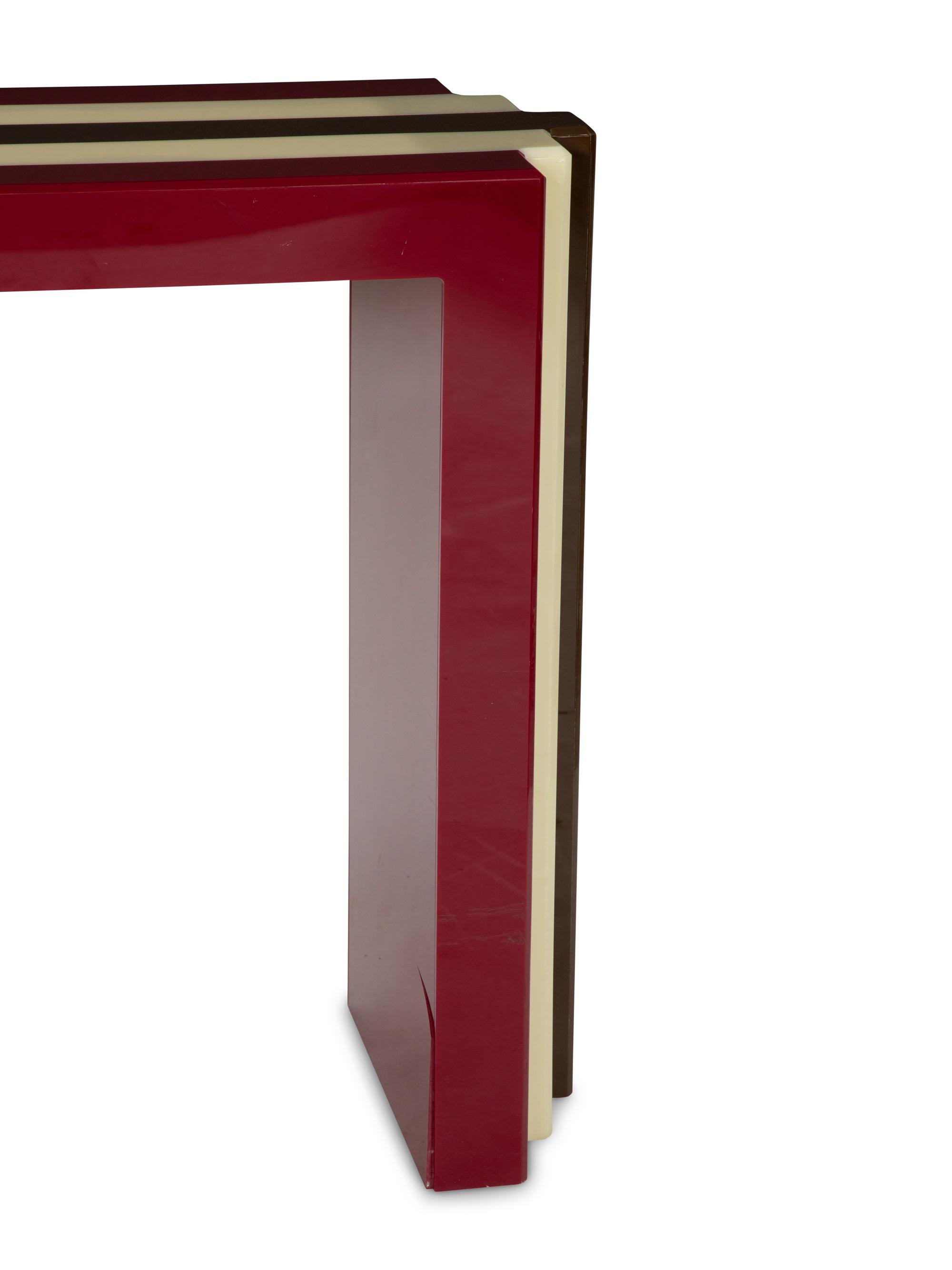 An Art Deco Style Acrylic Tri-Color Console Table