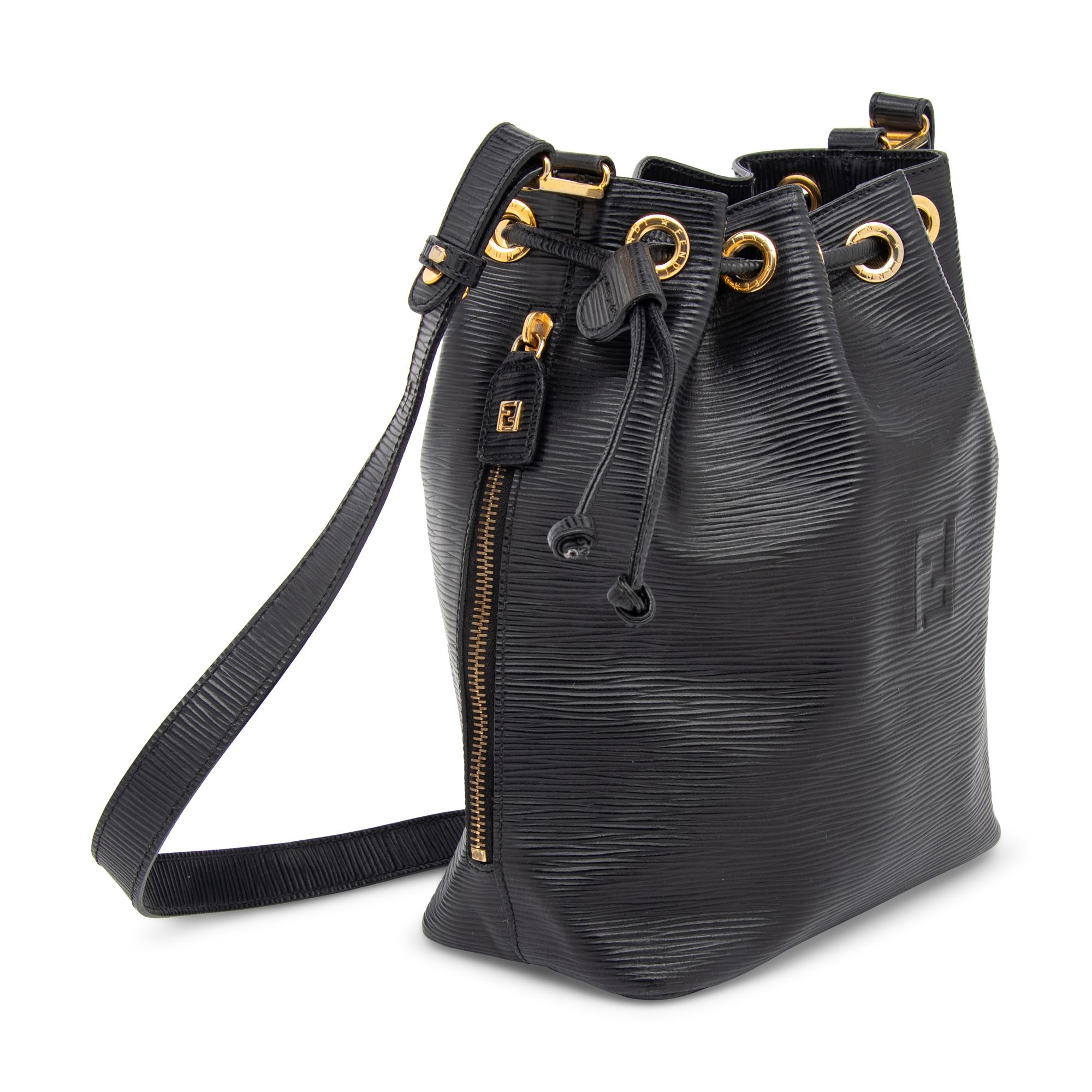 Fendi, Textured Leather Drawstring Bag