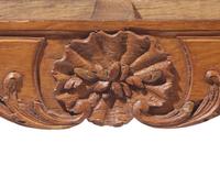 A rare near pair of Louis XV oak side tables with rouge marble tops, 18th / 19th century