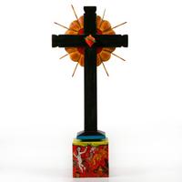 Southwest Folk Art Cross, with Sacred Heart
