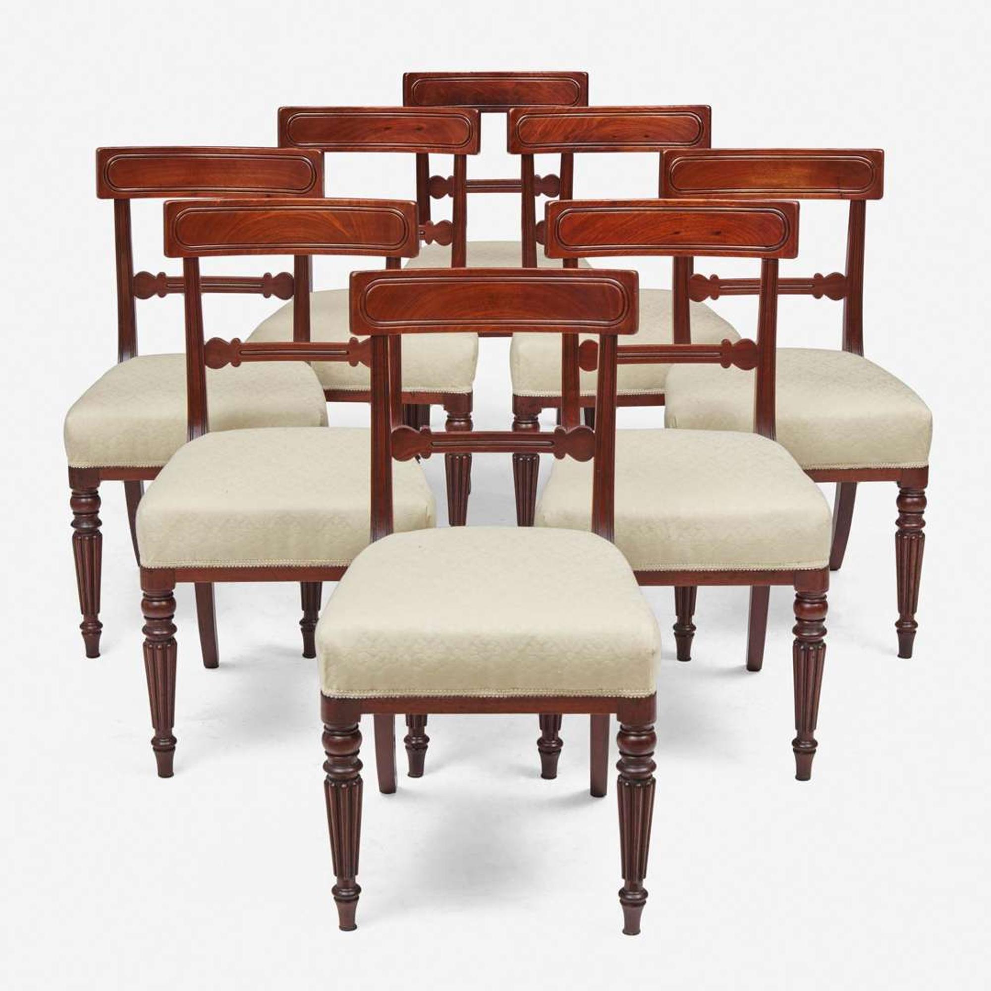A set of ten Classical carved mahogany dining chairs Boston, MA, circa 1815