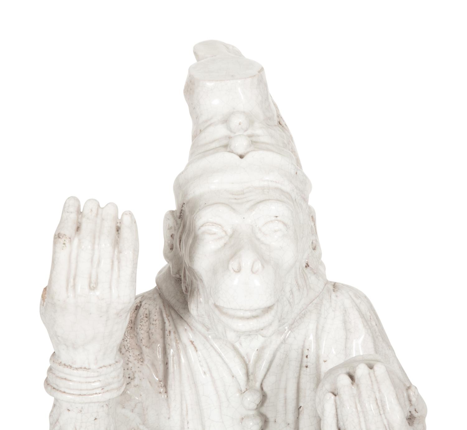 An Italian Glazed Terra Cotta Monkey Sculpture