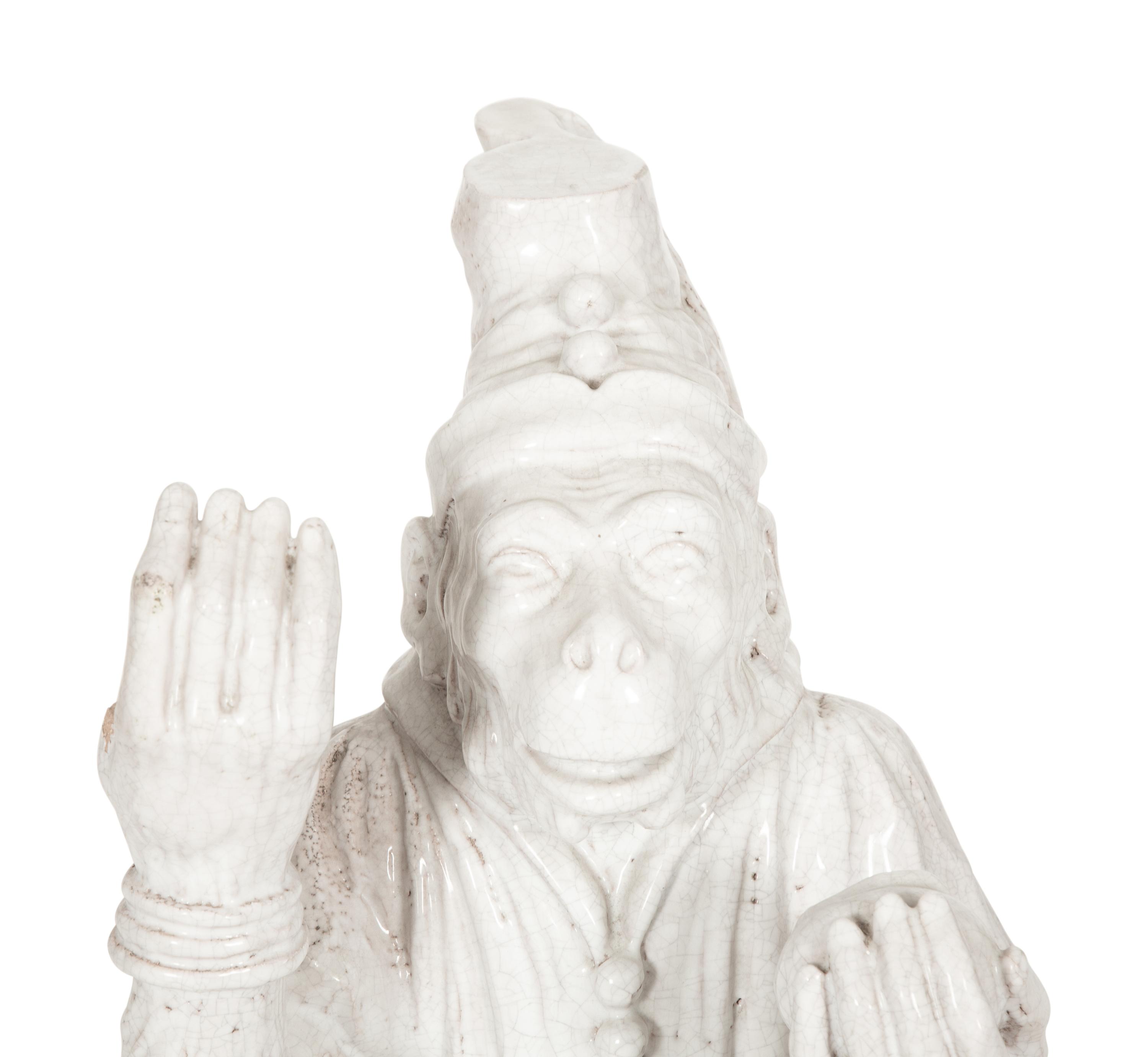 An Italian Glazed Terra Cotta Monkey Sculpture