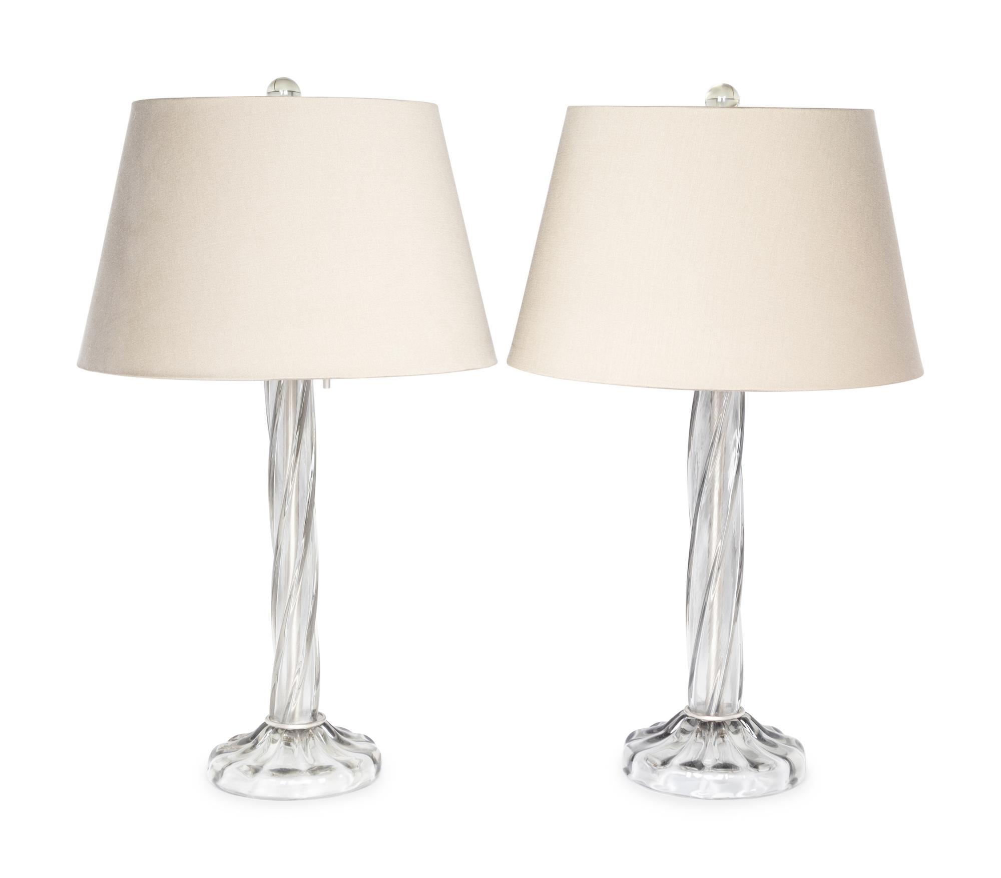 A Pair of Murano Glass Table Lamps