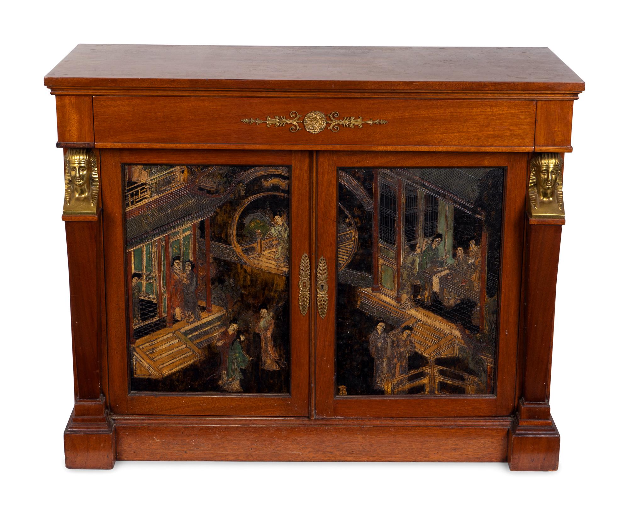 An Empire Style Gilt-Bronze-Mounted Coromandel Lacquer and Mahogany Mueble d'Appui
