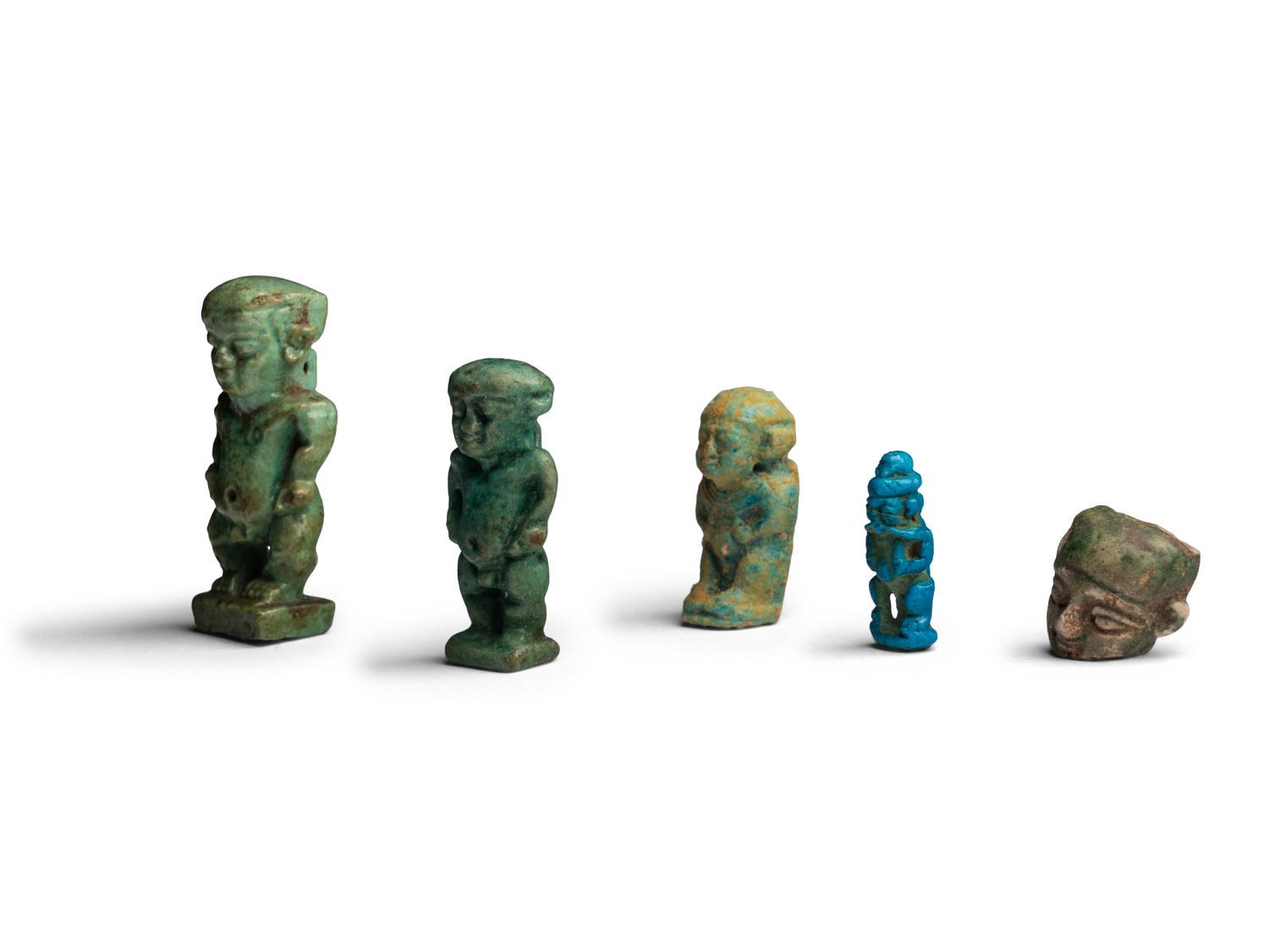 Five Egyptian Faience Ptah Amulets