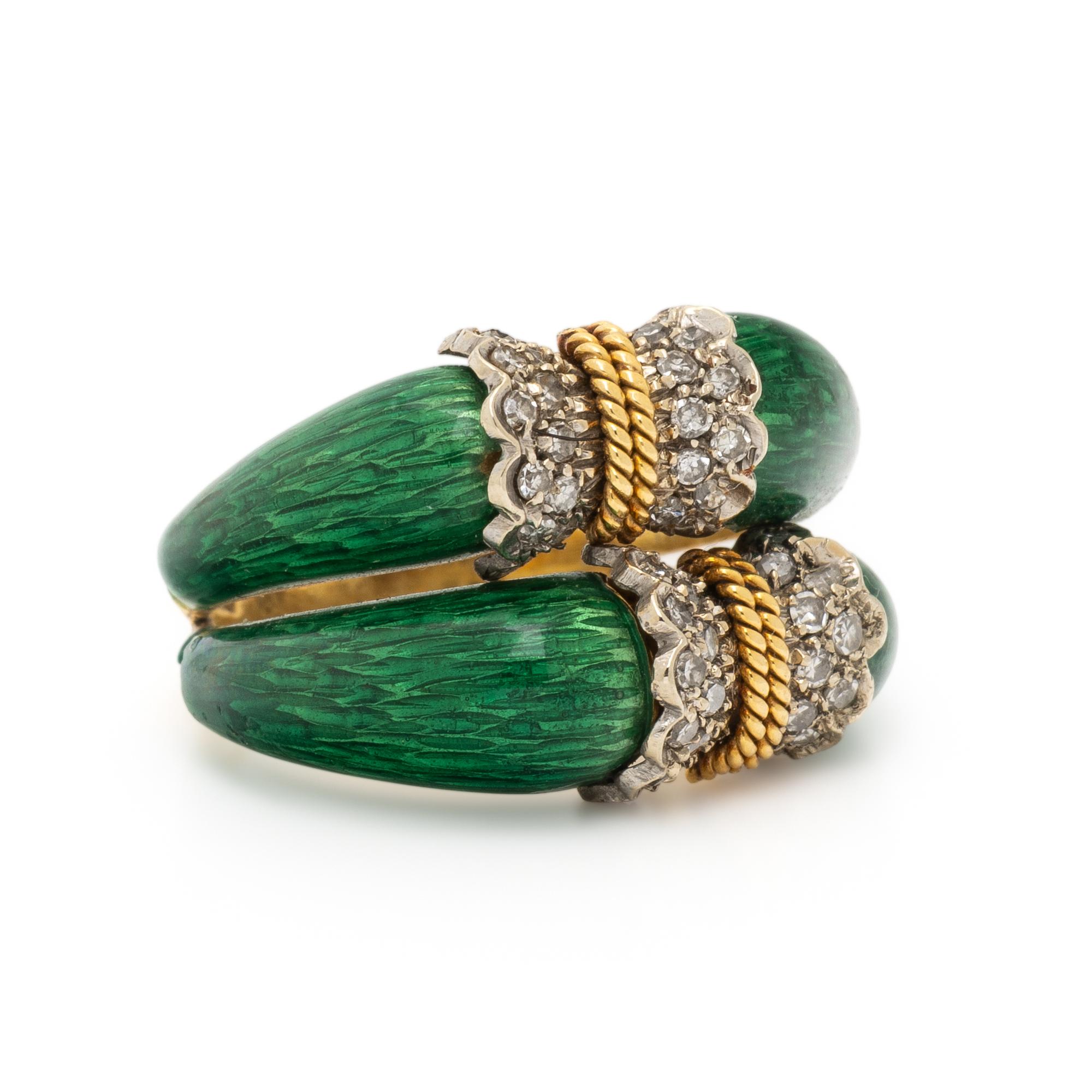 ENAMEL AND DIAMOND RING