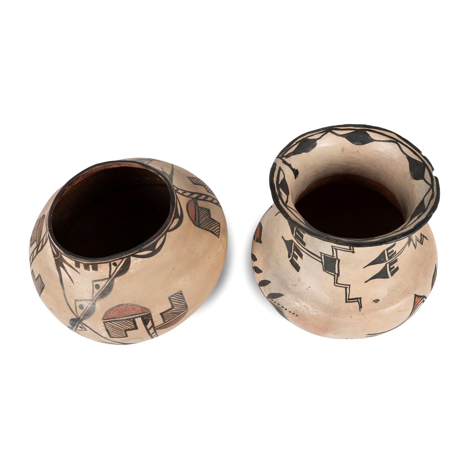San Ildefonso and Zia Polychrome Pottery Jars