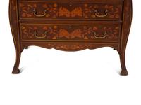 A Dutch Rococo Style Marquetry Slant-Front Bureau and Matching Chair