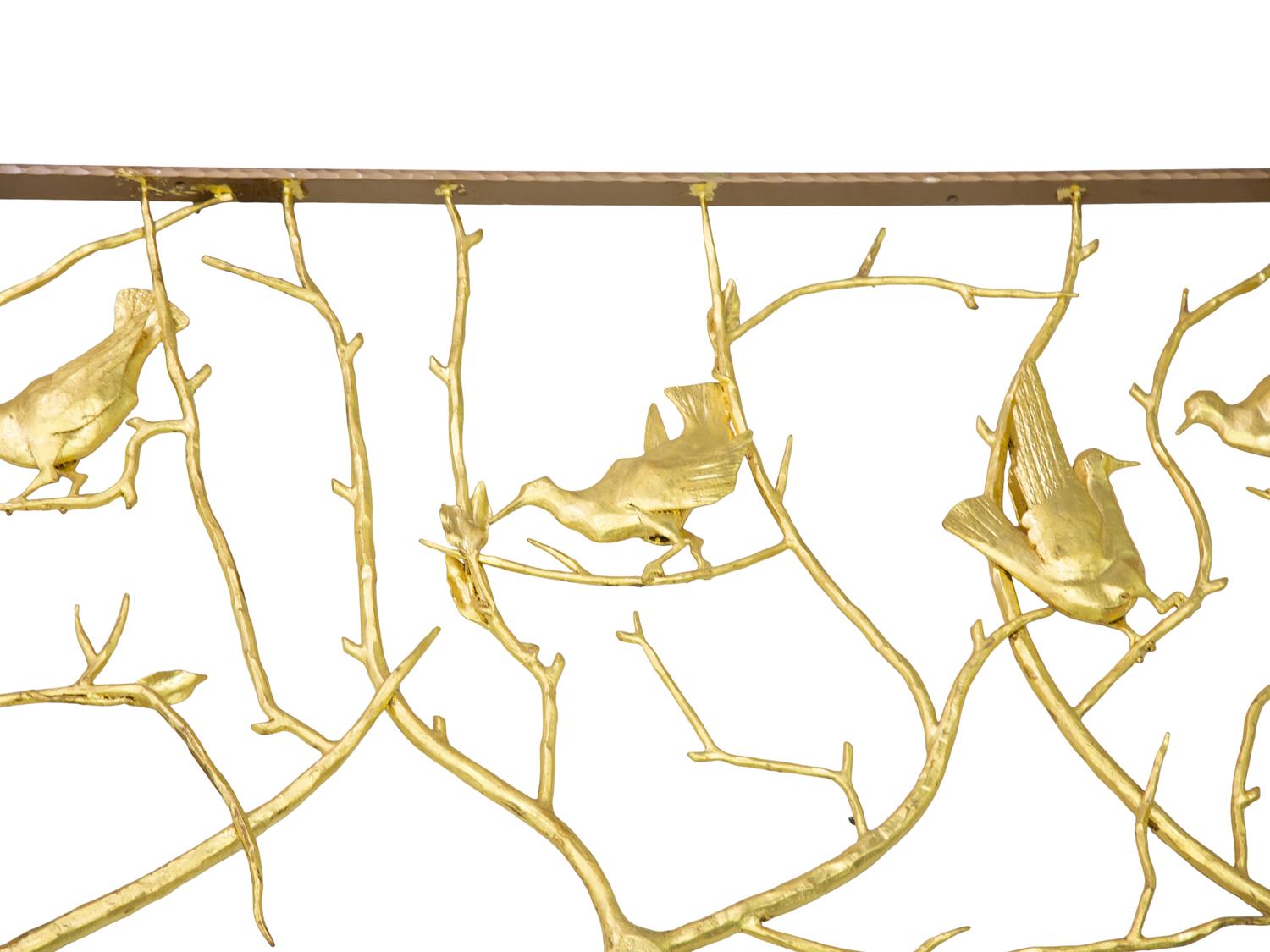 A Gilded Wrought Iron Railing Attributed to Edgar Brandt