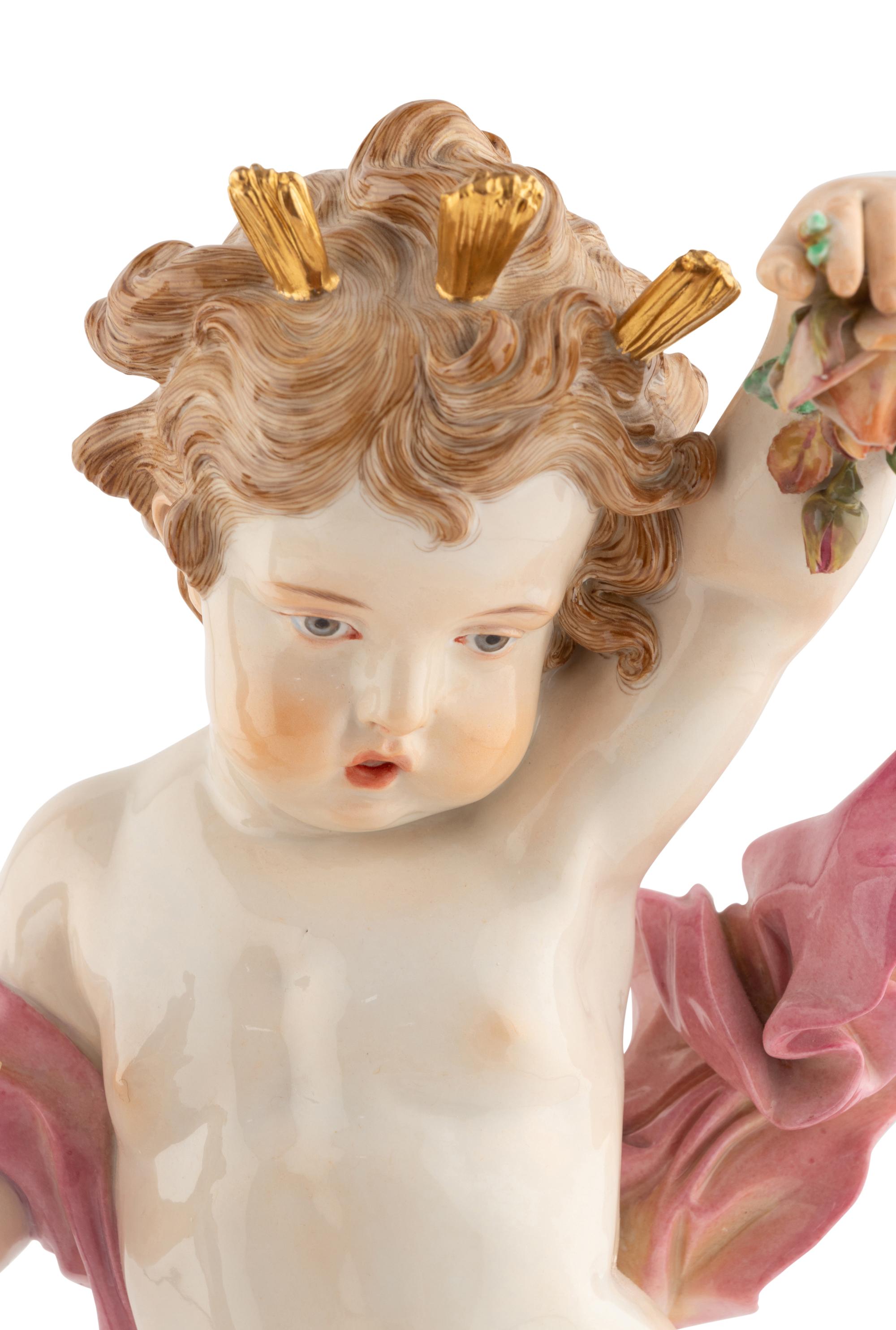 A Pair of Meissen Porcelain Figures Emblematic of Day and Night